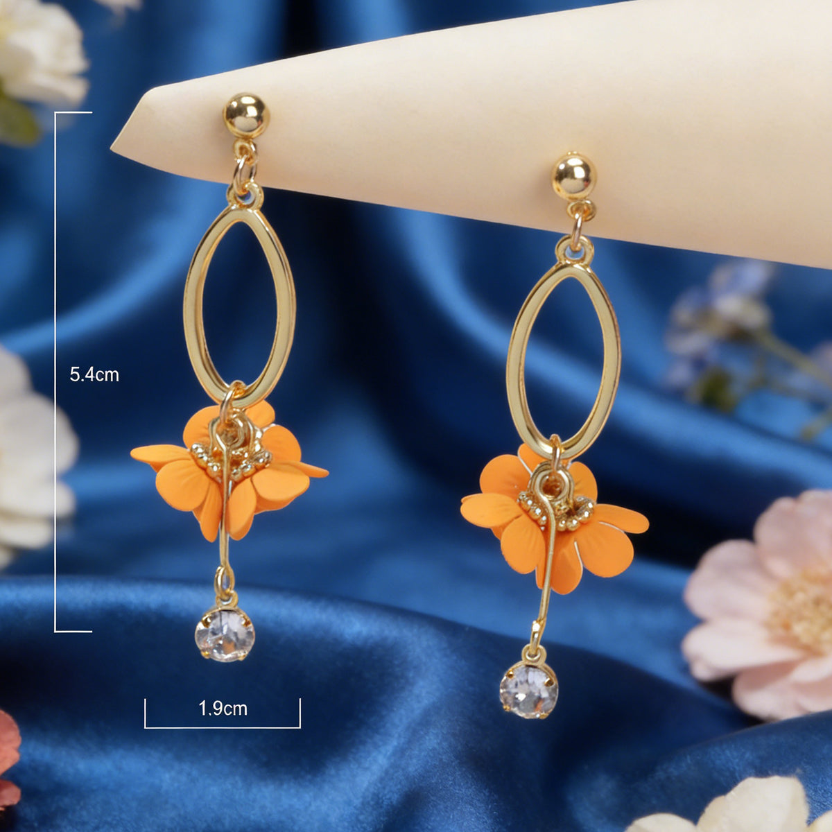 Orange Charm Rhinestone Charm Gold Colour Dangle Earrings Women Party Decoration