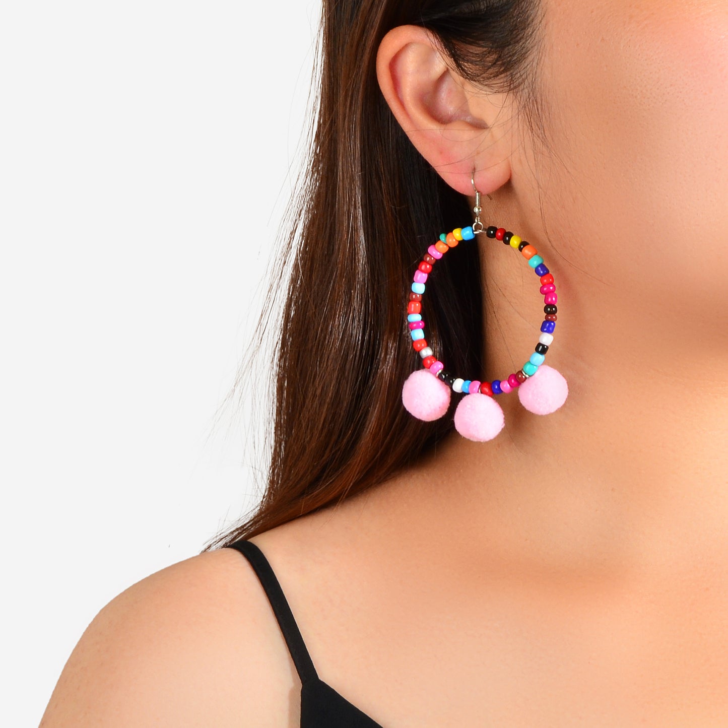 Ethnic Bohemian Style Colorful Beads Circle Ball Charm Dangle Earrings Jewellery