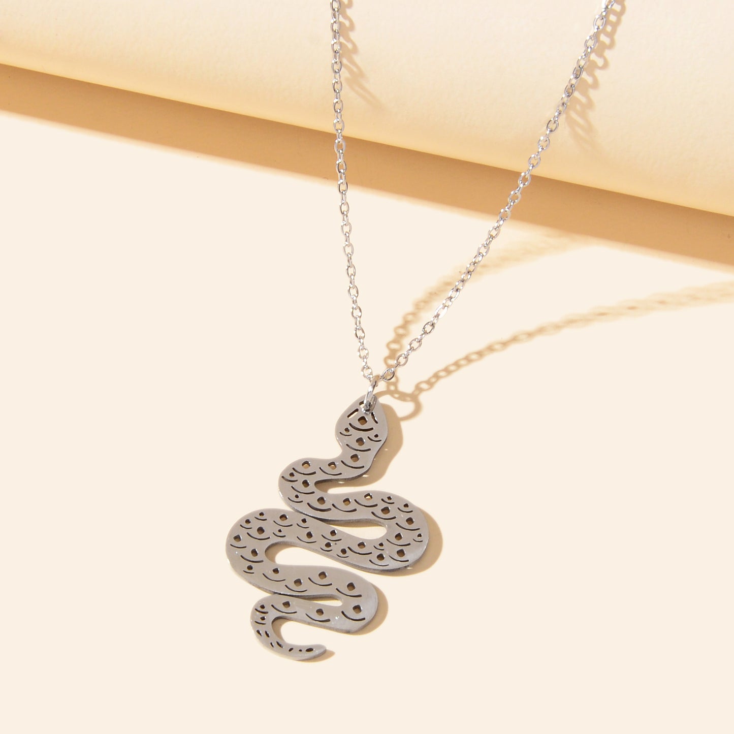 Unique Punk Rock Jewellery Silver Chain Hollow Carved Snake Cool Charm Necklace