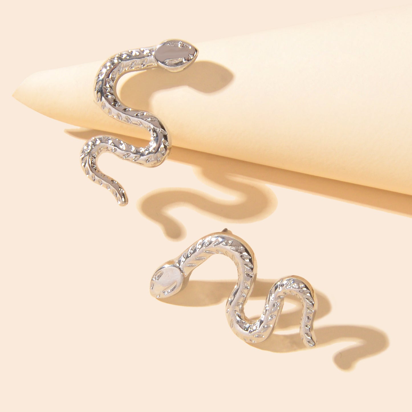 Gothic Punk Silver Dainty Snake Stud Earrings Minimalist Personality Ear Jewelry