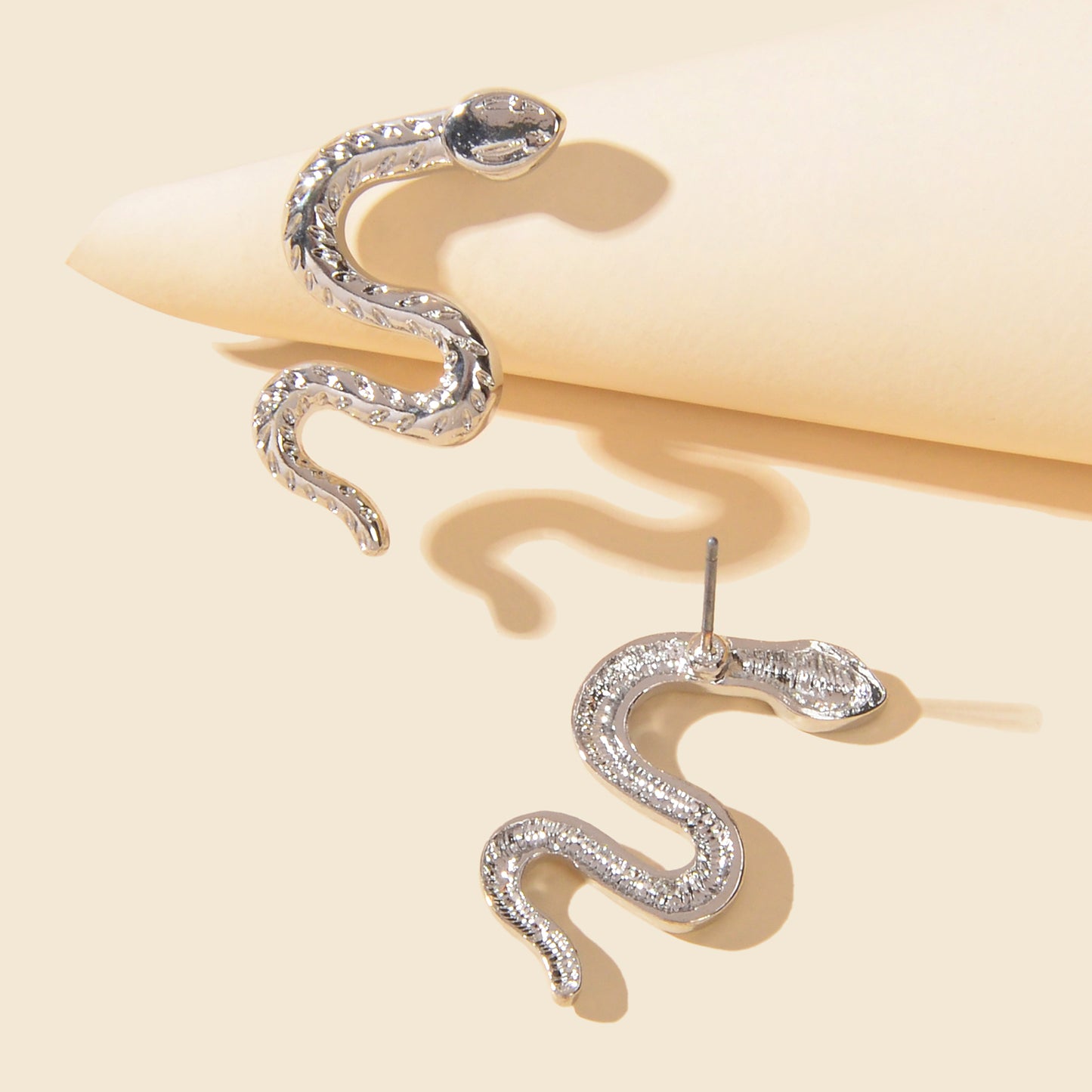 Gothic Punk Silver Dainty Snake Stud Earrings Minimalist Personality Ear Jewelry