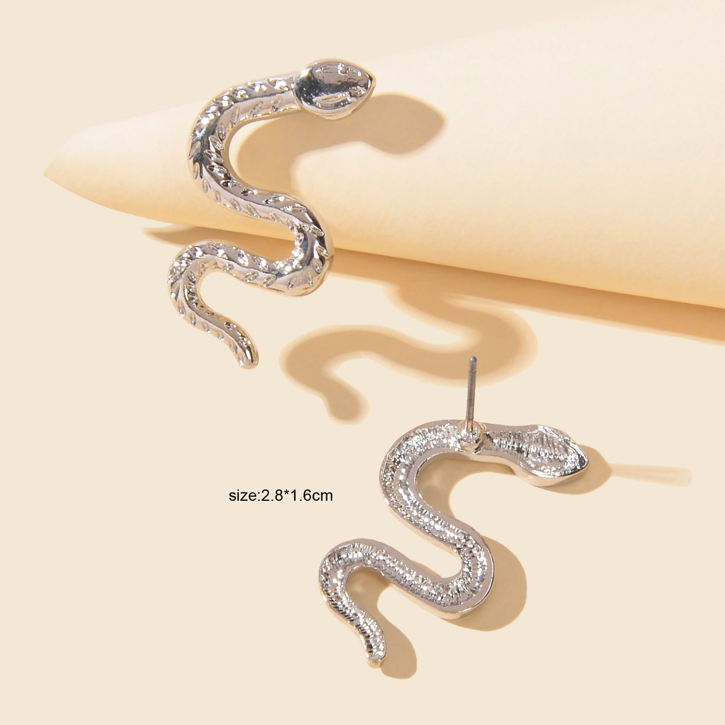 Gothic Punk Silver Dainty Snake Stud Earrings Minimalist Personality Ear Jewelry
