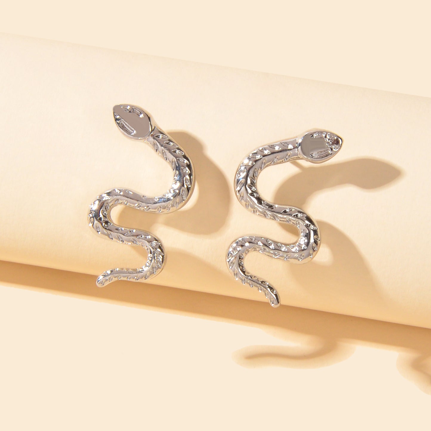 Gothic Punk Silver Dainty Snake Stud Earrings Minimalist Personality Ear Jewelry