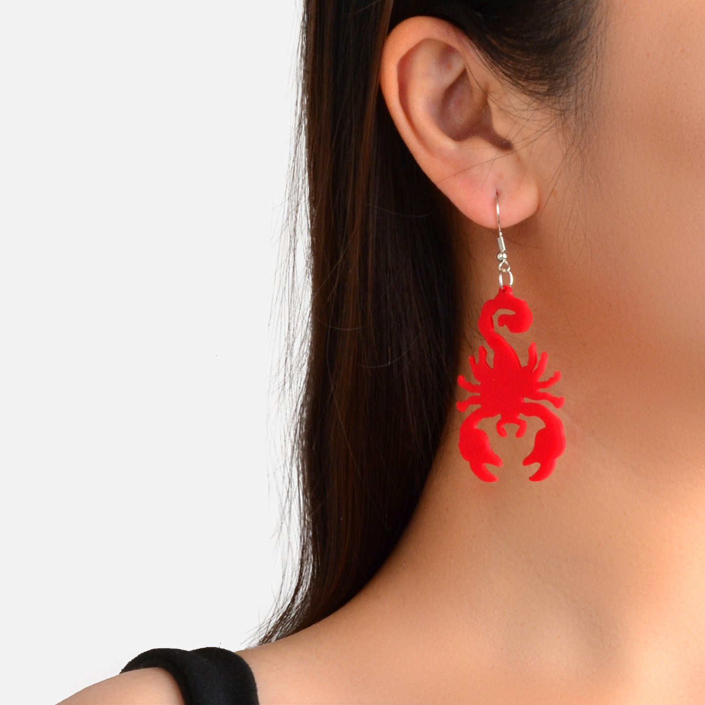 Red Acrylic Statement Personalized Scorpion Dangle Hook Earrings Insect Jewelry
