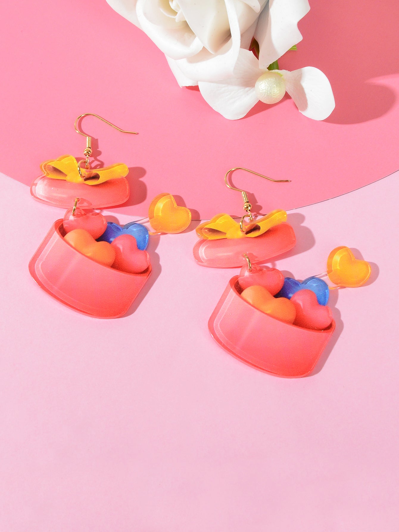 Pink Sweetheart Pendant Earrings Adorably Cute and Charming Girls Jewellery Gift