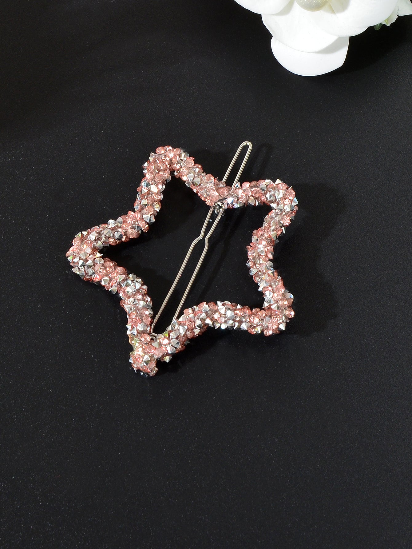 Sparkling Full Rhinestone Star Circular Hair Clip Elegant Hair Accessory Gift