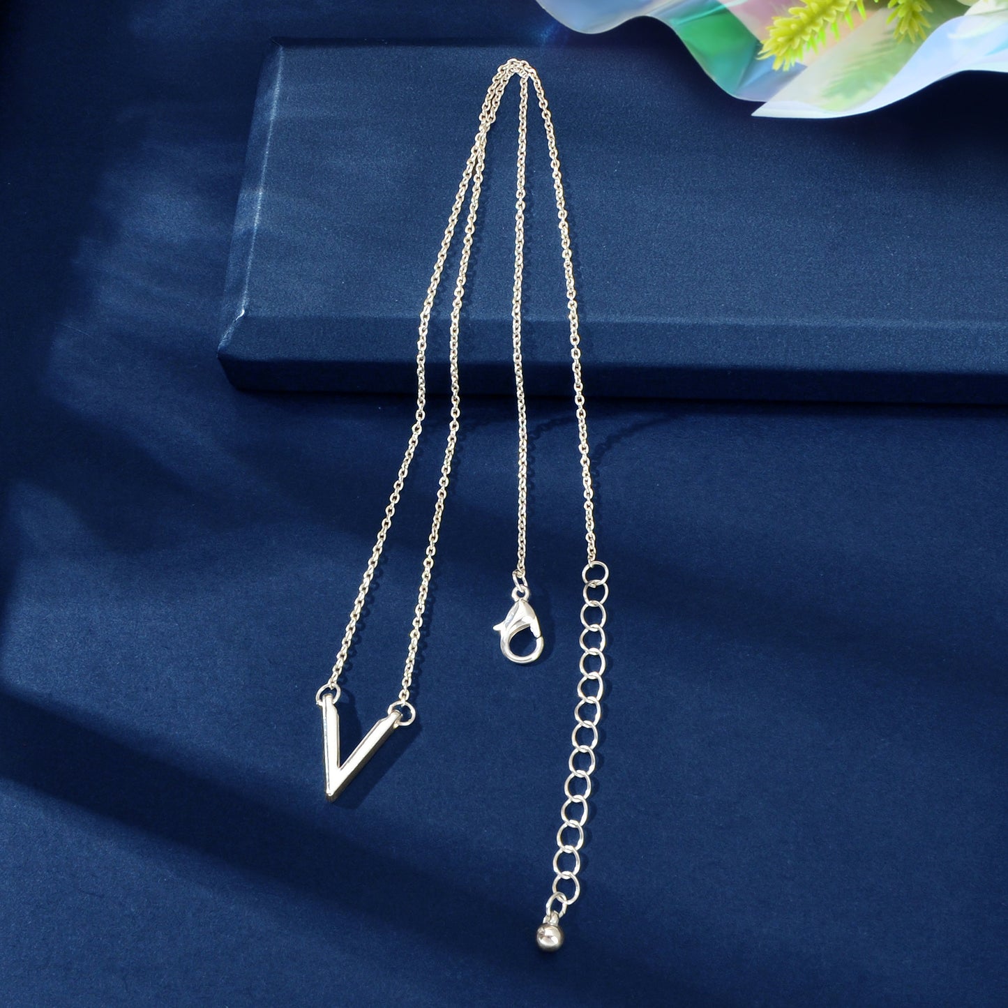 Initial V Pendant Necklace Victory Geometric Choker Boho Chain Lover Jewellery