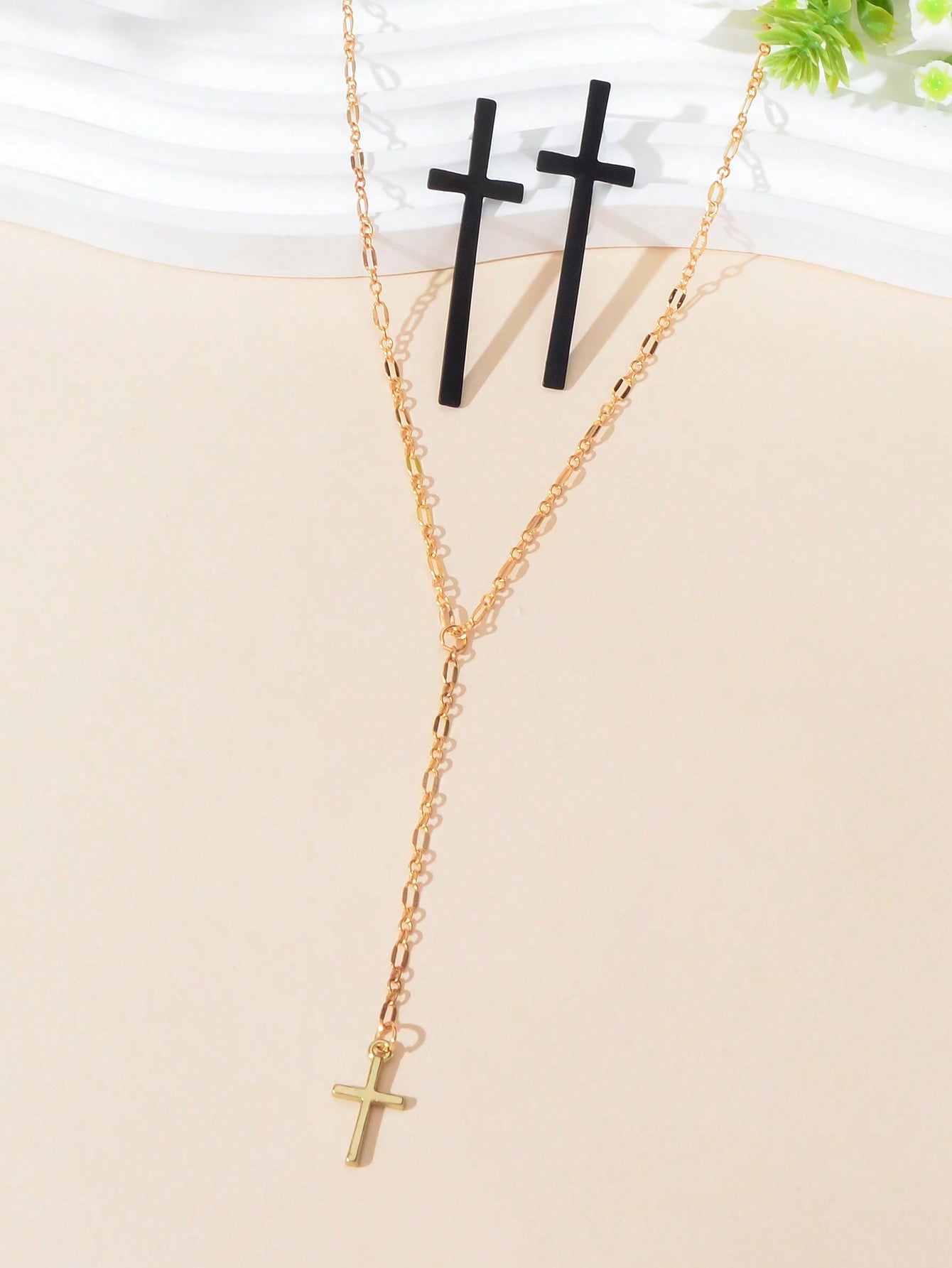 Cross Pendant Necklace and Earrings Set - Symbolic Statement of Faith Jewellery