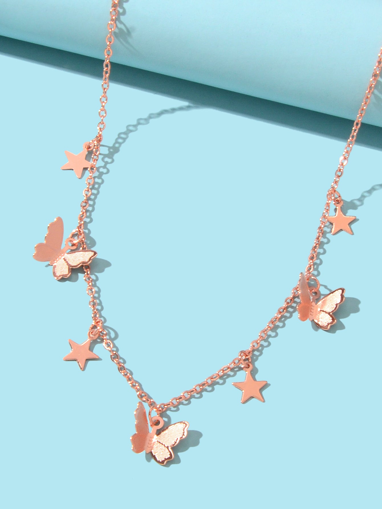 Trendy Gold Chain Star Butterfly Charm Collar Necklace Women Party Decoration