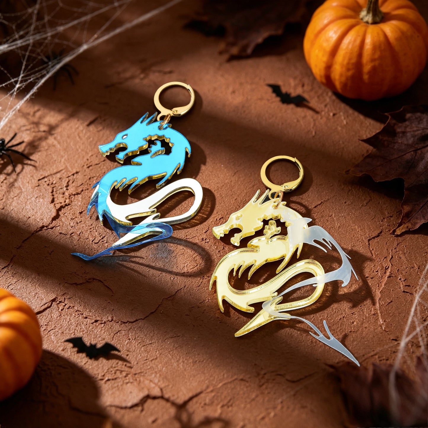Halloween Acrylic Dragon Dangle Hoop Earring Gothic Spooky Party Cosplay Jewelry