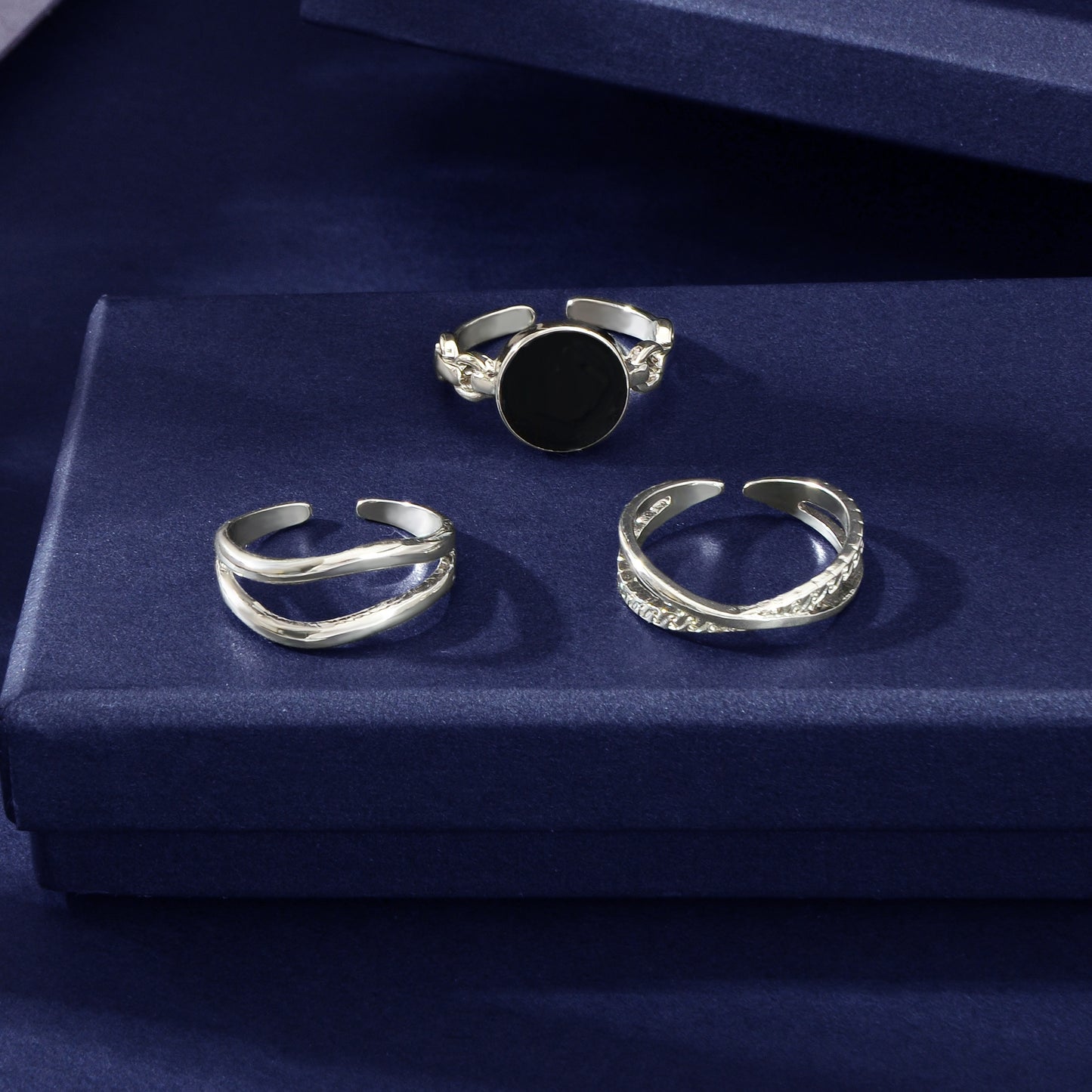 3 pcs Minimalist Round Eanmel Stackable Multiple Knuckle Midi Finger Ring Set