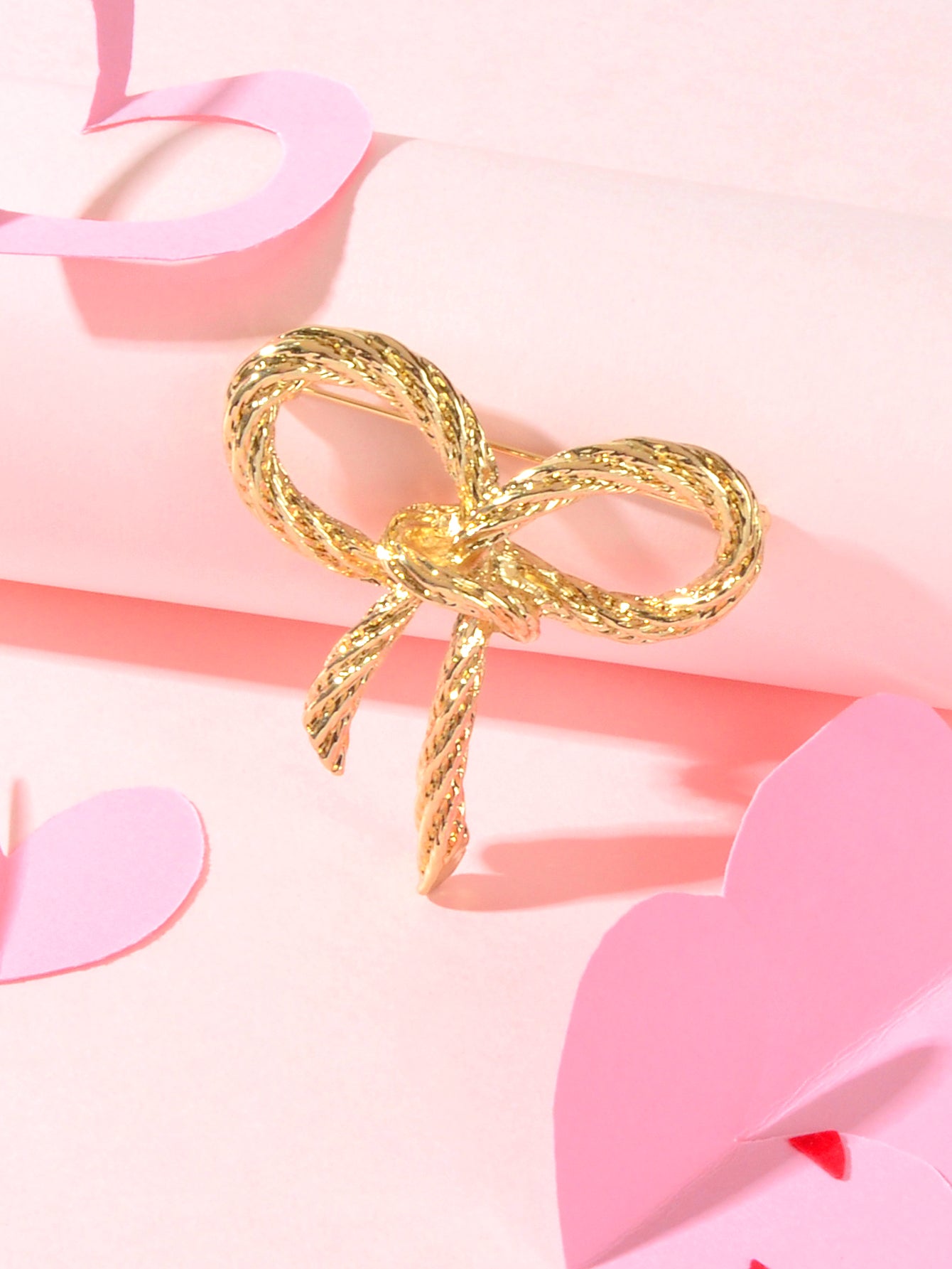 Gold Metal Bow Tie Brooch Collar Diwali Pin Badge Elegant Women Dress Accessory