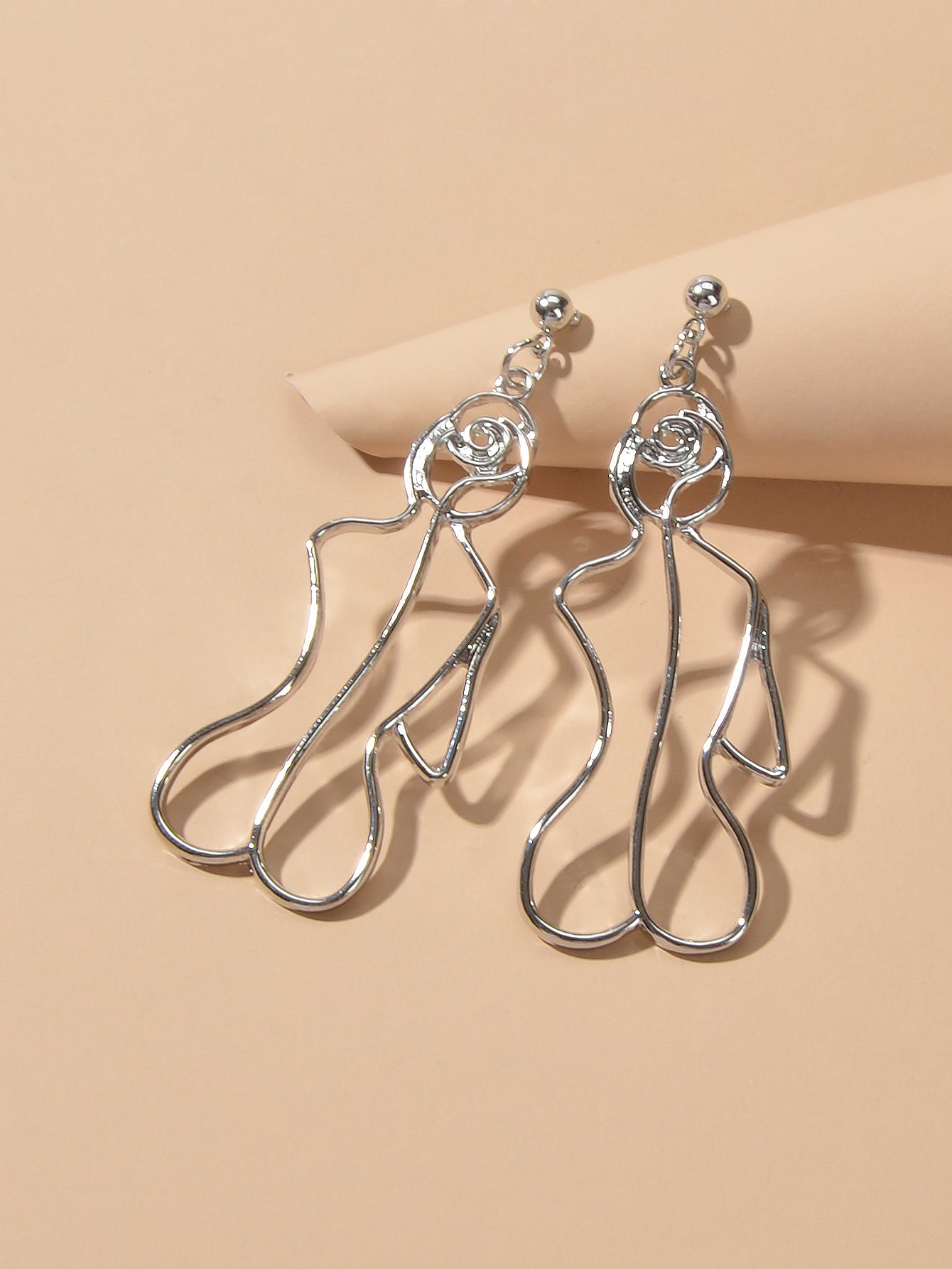 Creative Gold Hollow Statement Geometric Fun Abstract Art Female Body Earrings