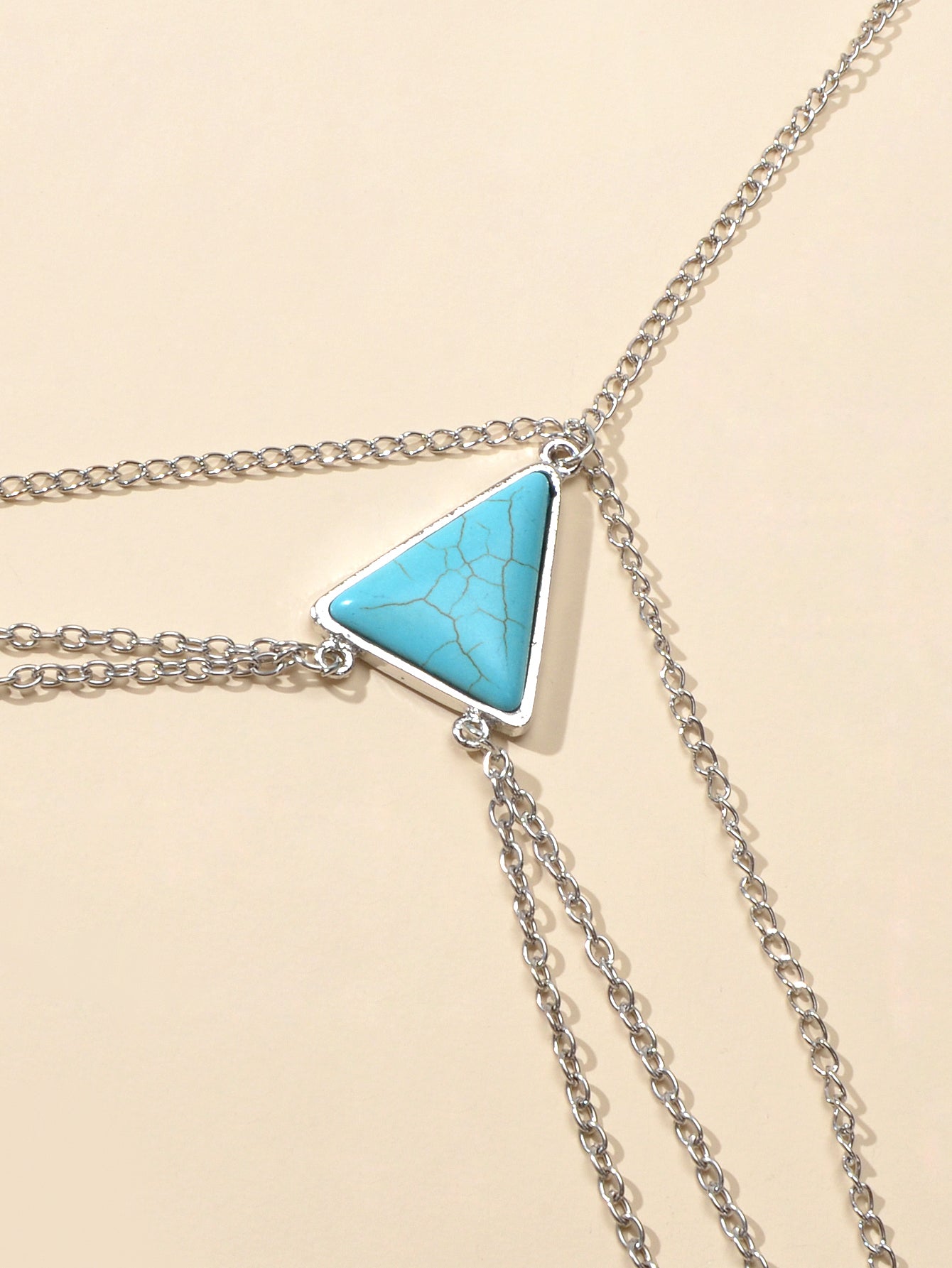 Sexy Multi-layer Silver Triangle Turquoise Leg Chain Boho Chic Body Jewellery