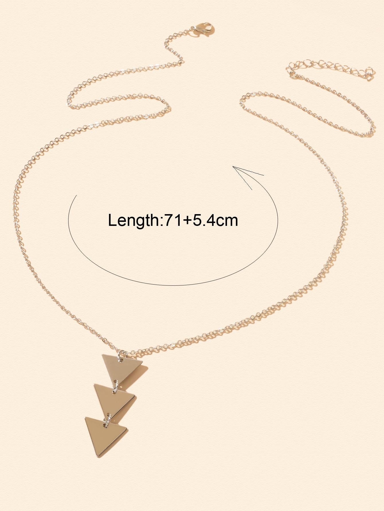 Modern Long Chain Necklace with Three Triangle Pendants