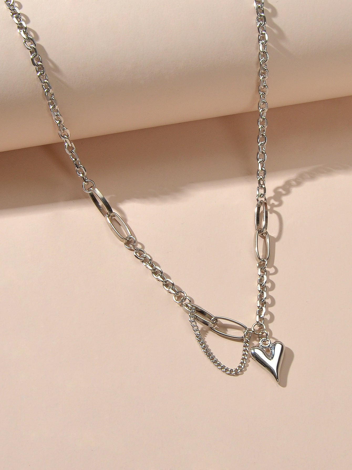 Punk Hip Hop Jewellery Multiple Silver Chain Tassel Heart Charm Party Decoration