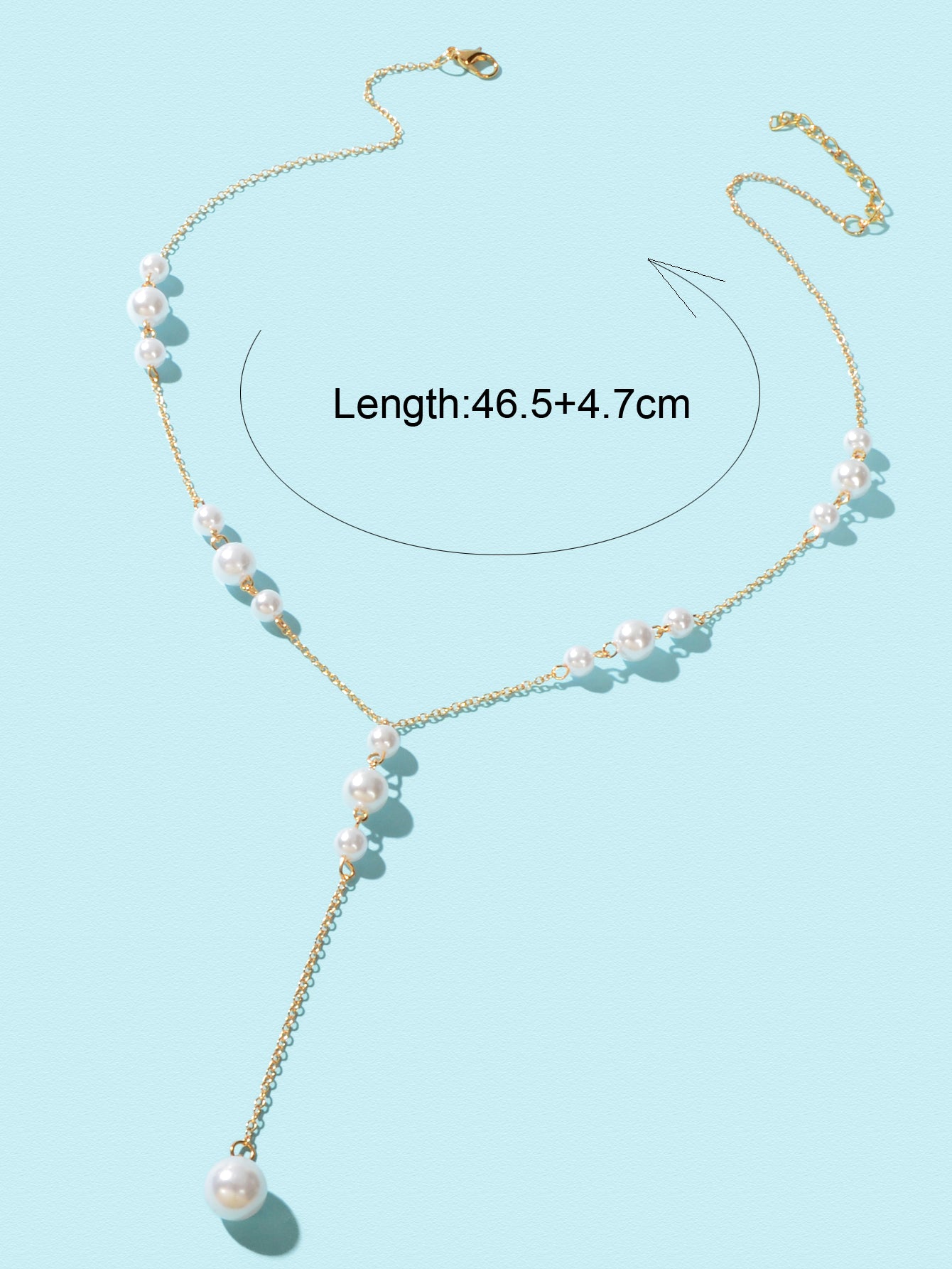 Elegant Pearl Bead Decor Gold Chain Y Style Long Pendant Necklace Party Jewelry