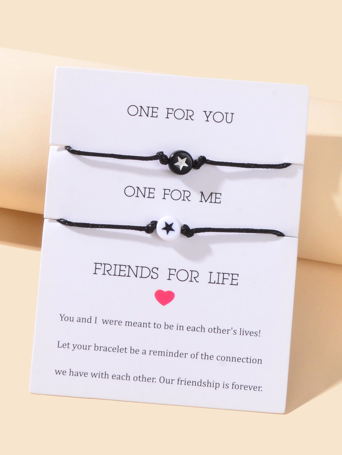 2 pcs Black Rope Adjustable Star String Couple Matching Bracelets Friend Gifts