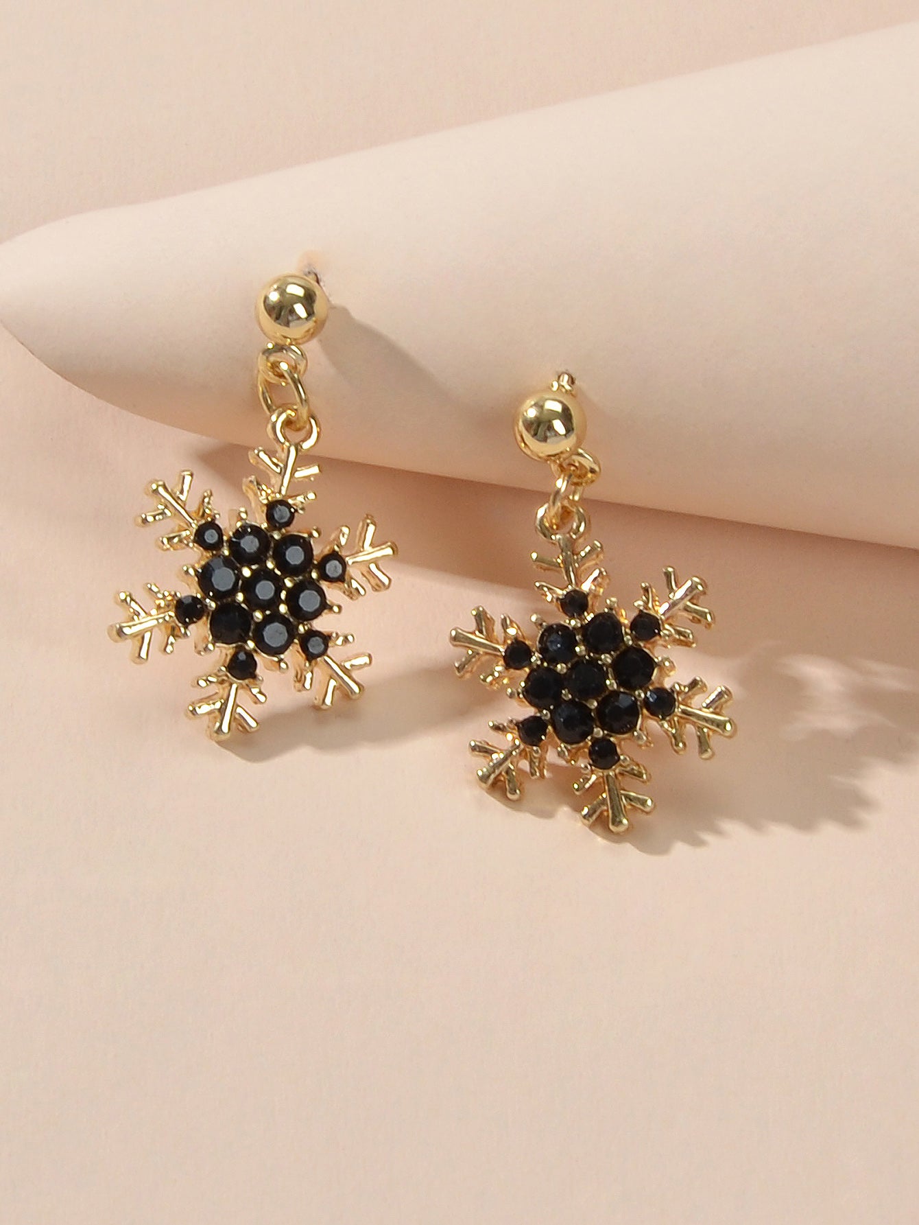 Dainty Gifts for Women Red Black Rhinestone Gold Snowflake Dangle Party Earrings