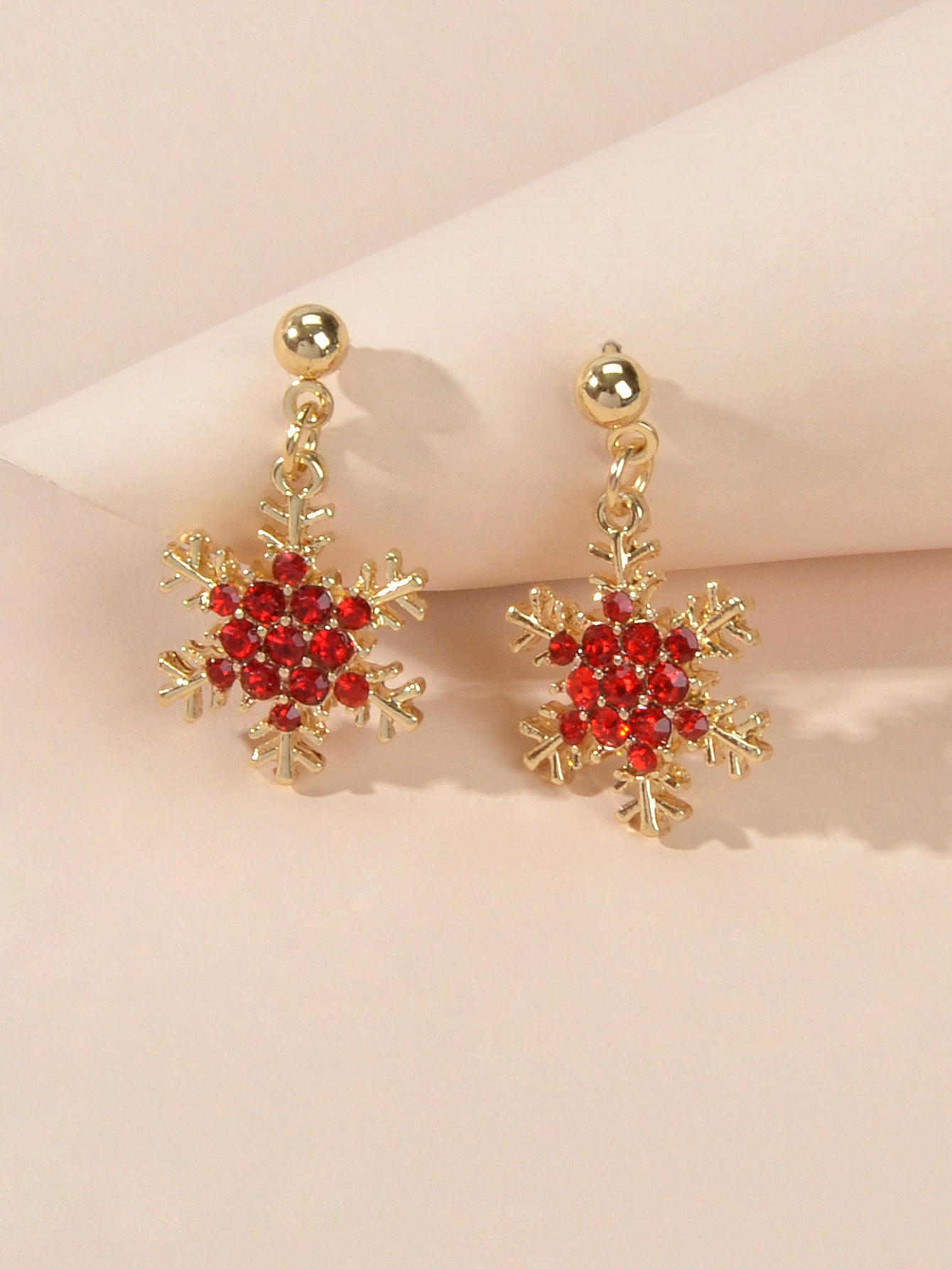 Dainty Gifts for Women Red Black Rhinestone Gold Snowflake Dangle Party Earrings