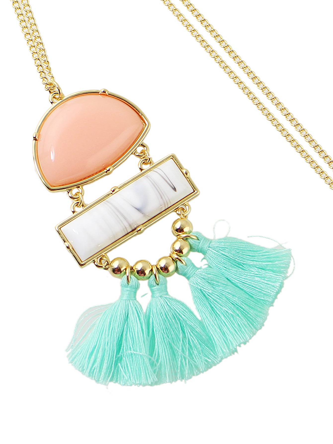 Ethnic Jewellery Bohemian Long Gold Chain Geometric Charm Tassel Fringe Necklace