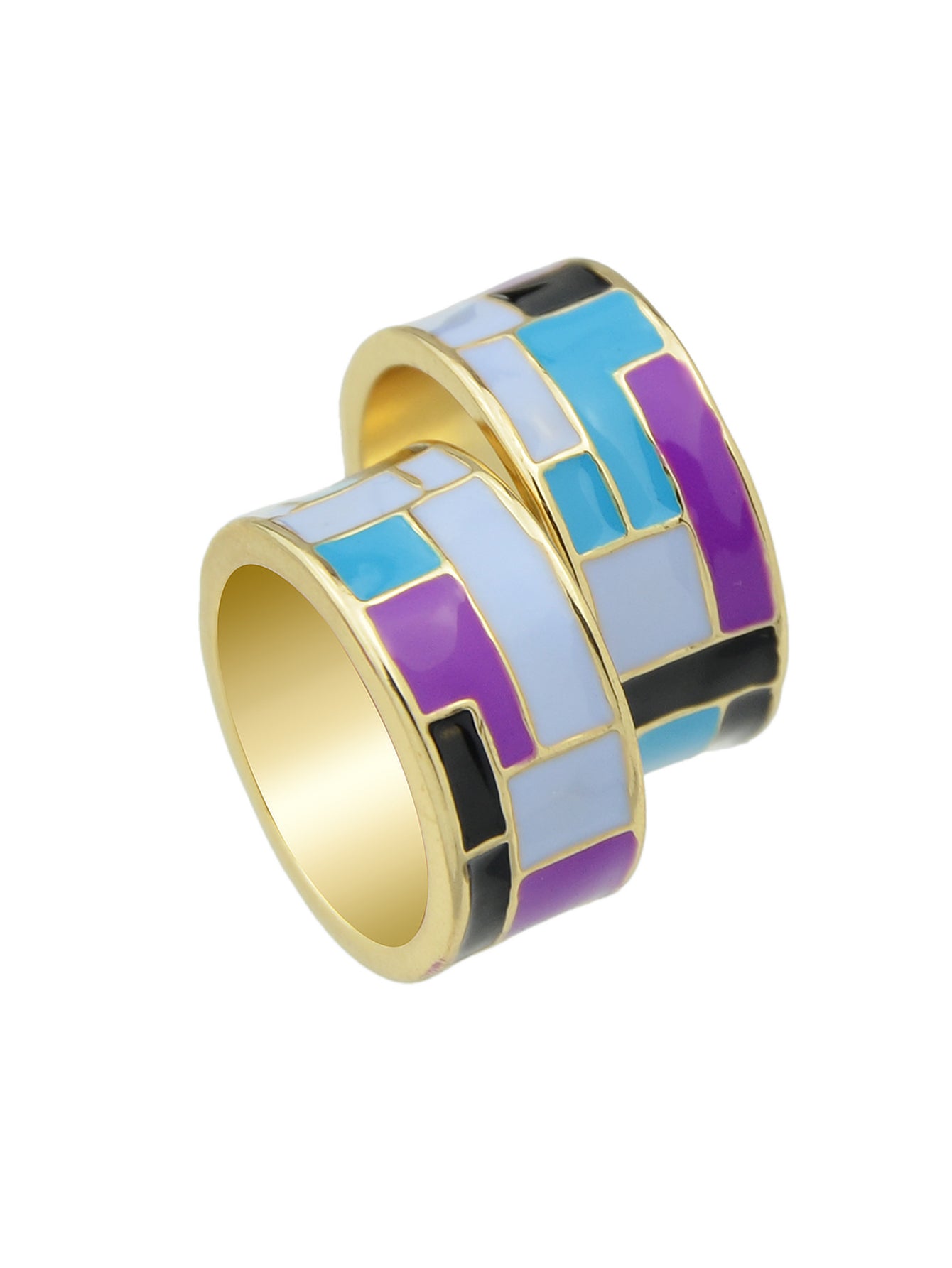 1pc Ethnic Traditional Jewellery Colorful Geometric Pattern Bohemian Finger Ring