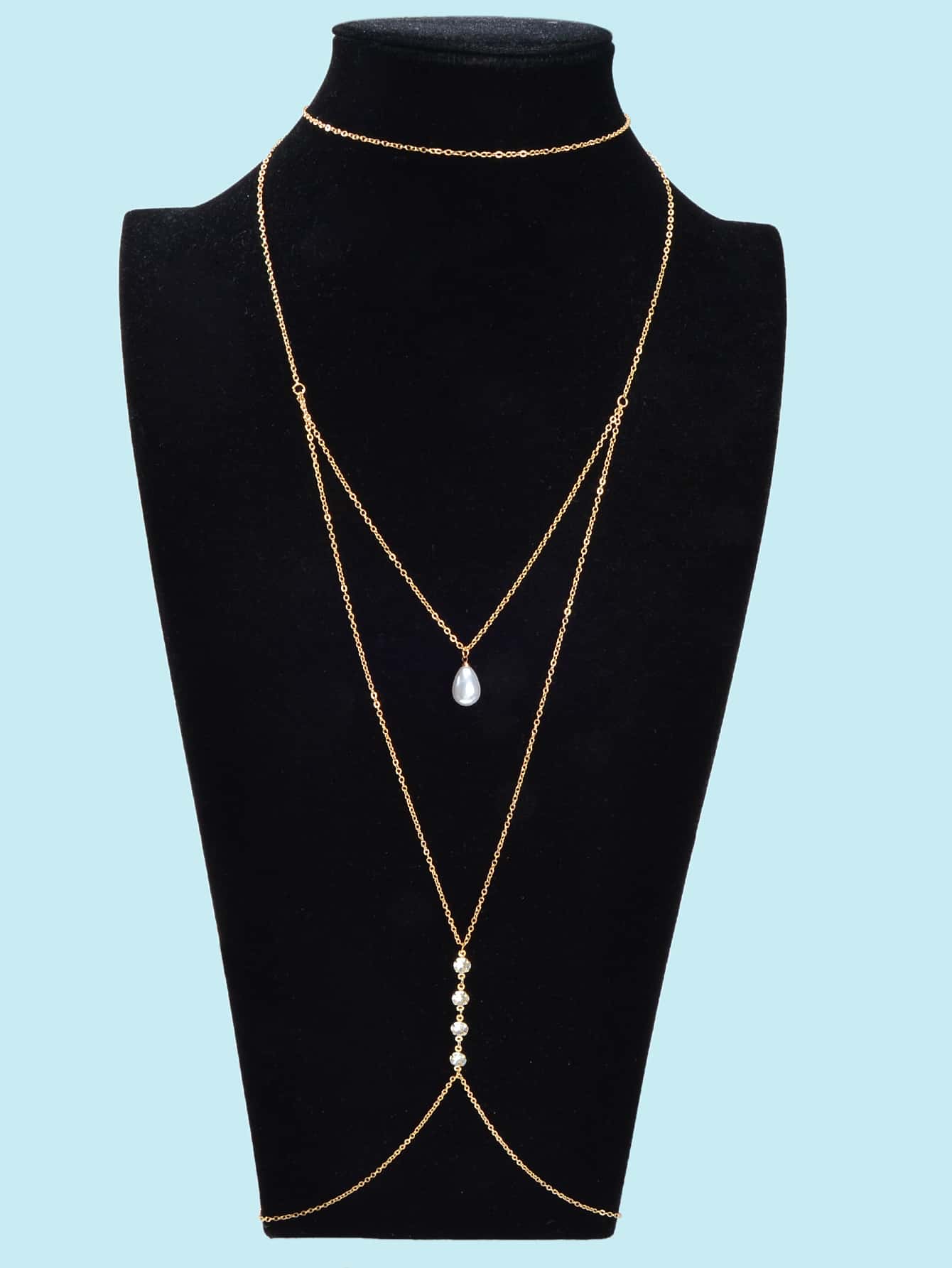 Pearl Pendant Multi-Layered Gold Body Chain Exquisite Statement Accessory