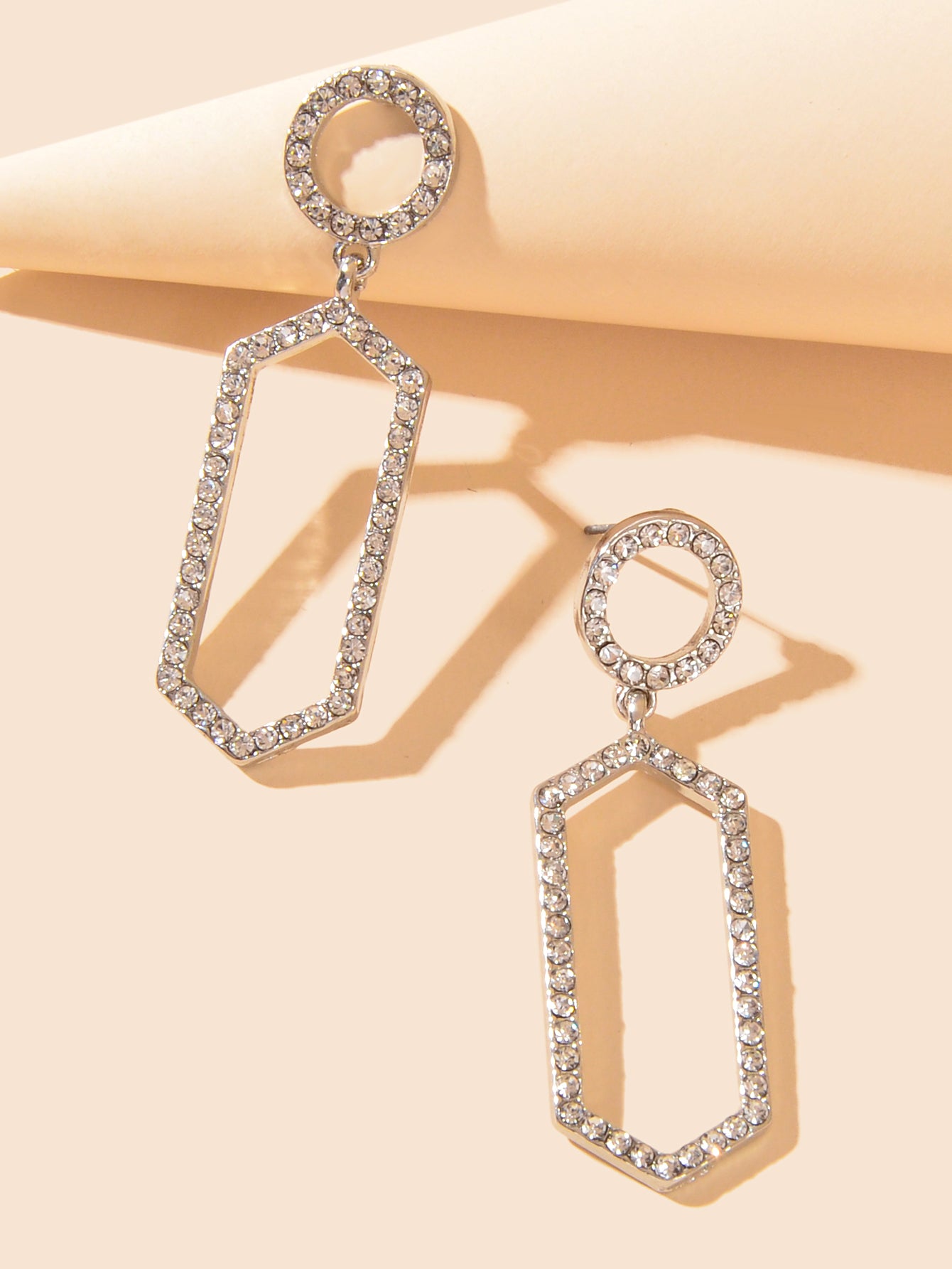 Luxurious Rhinestone Decor Geometric Dangle Earrings Good Quality Accessories