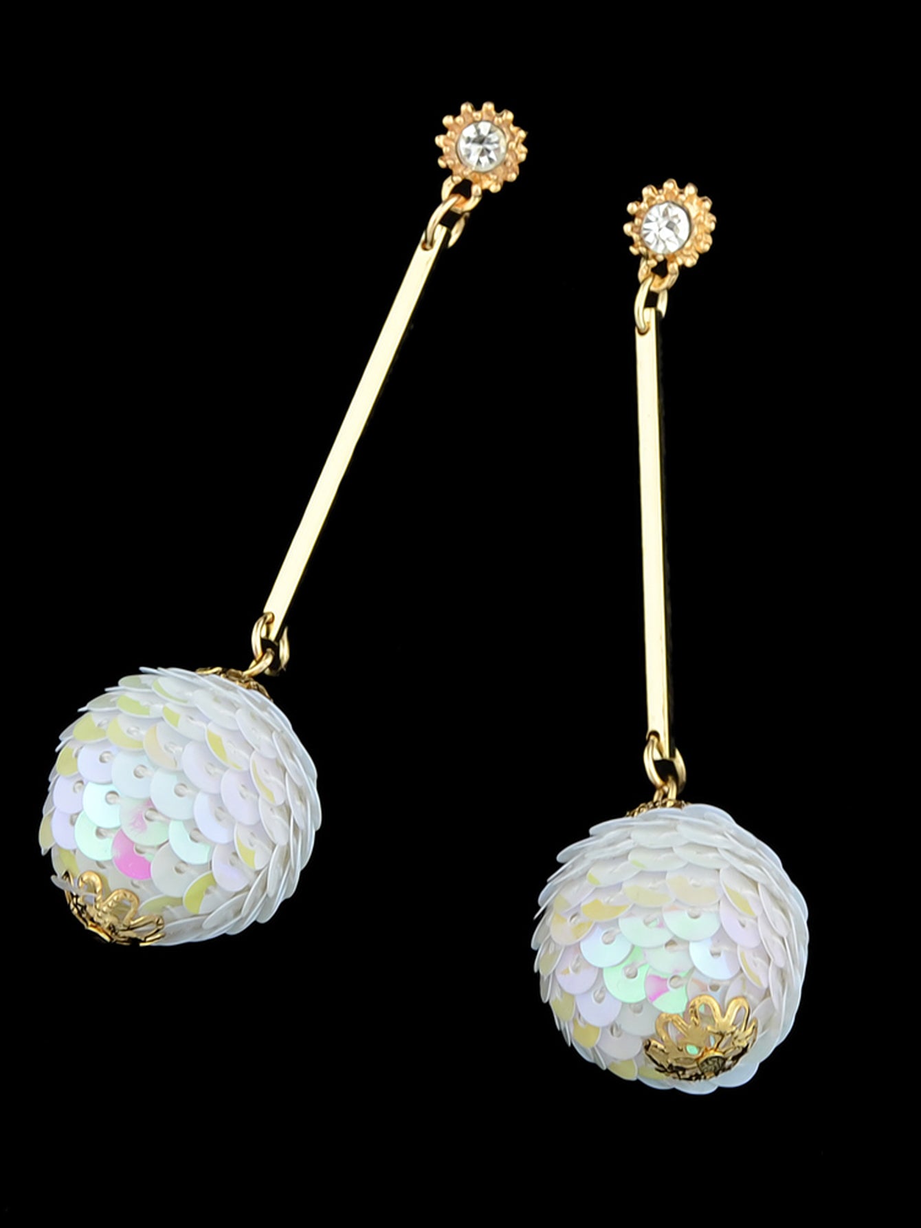 Rhinestone Sequins Ball Charm Pendant Dangle Earrings Women Girl Teens Jewellery