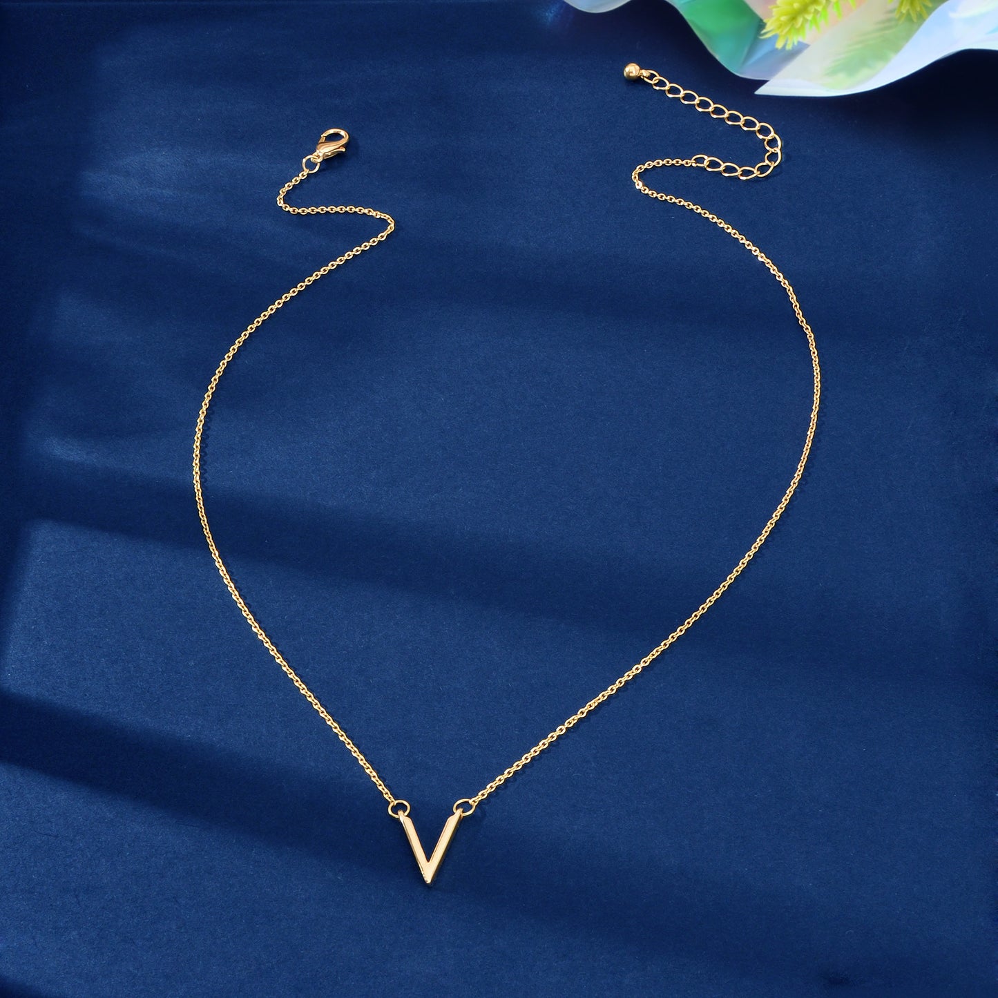 Initial V Pendant Necklace Victory Geometric Choker Boho Chain Lover Jewellery