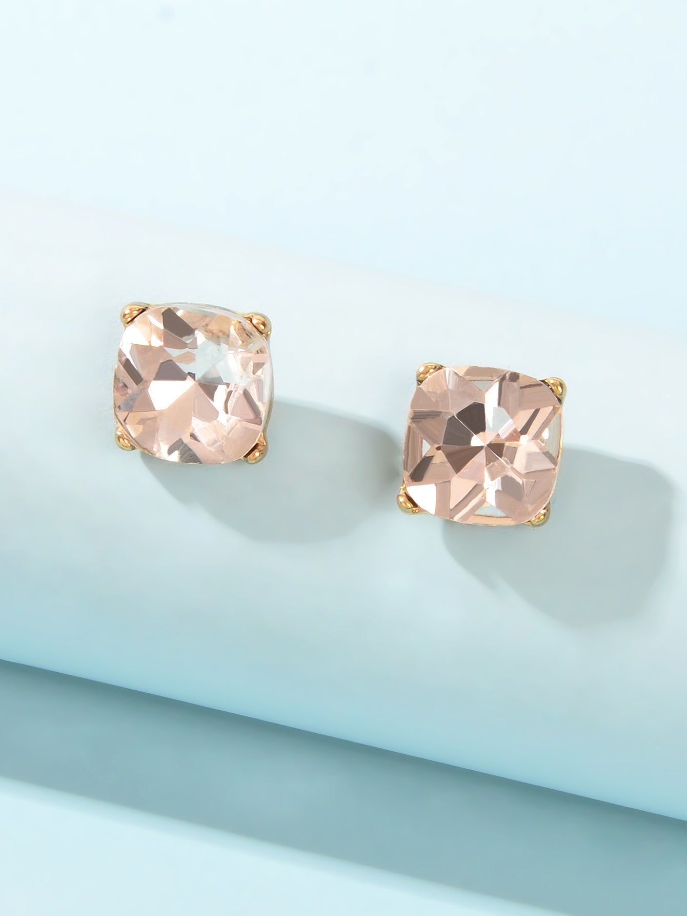 Sparkly Crystal Square Stud Wedding Bridal Pierced Mini Earrings Stud Jewellery