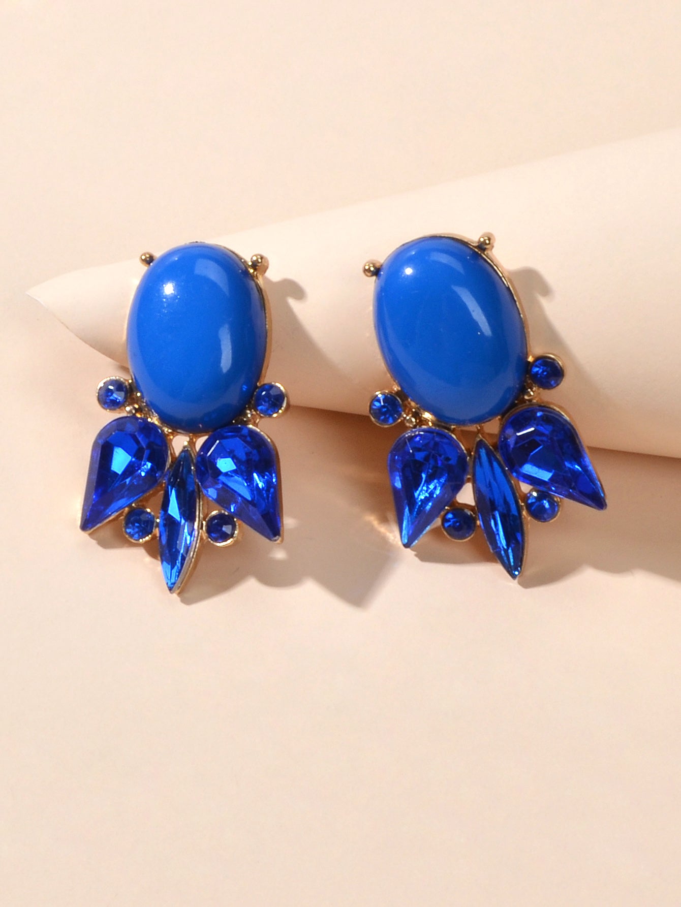 Retro Style Colorful Crystal Geometric Stud Earrings Party Fesvital Jewelry Gift