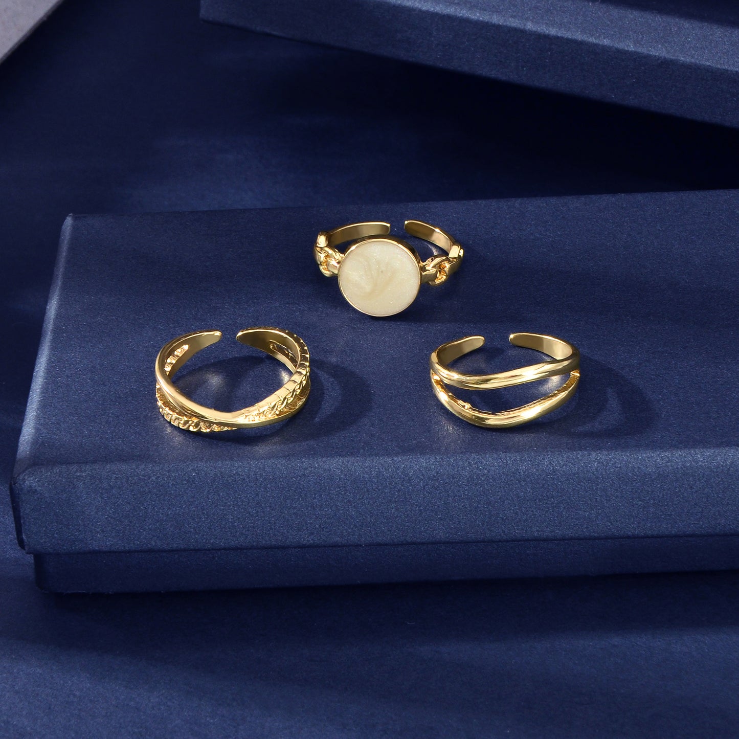 3 pcs Minimalist Round Eanmel Stackable Multiple Knuckle Midi Finger Ring Set