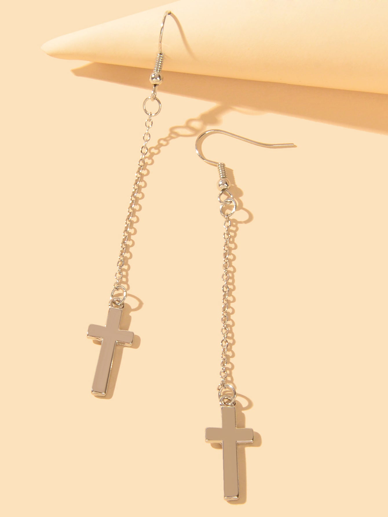 1 Pair Exquisite Long Tassel Cross Charm Earrings Fringe Chain Xmas Ear Jewelry