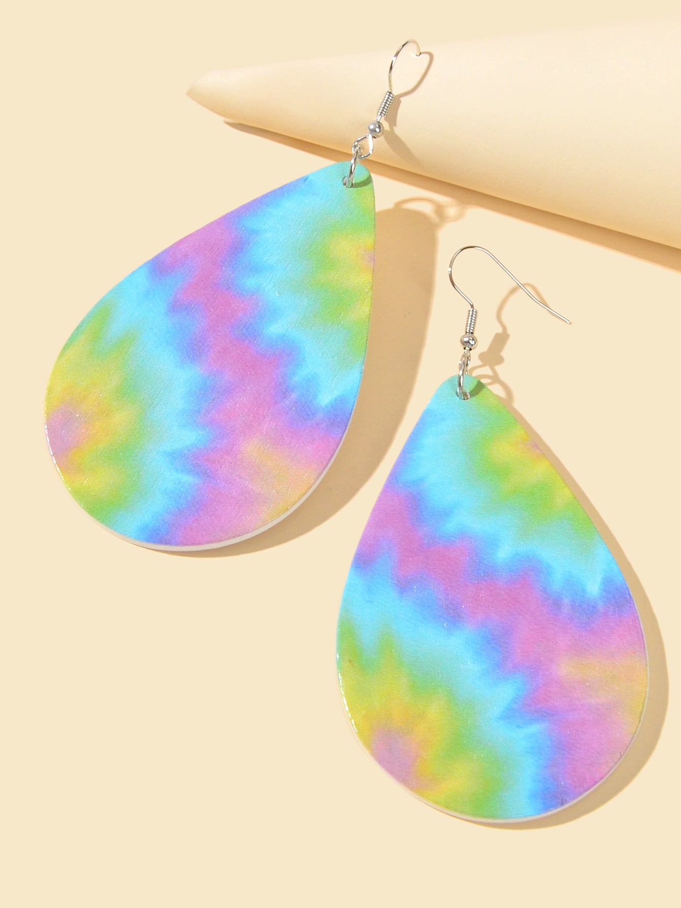 Bohemian Ethnic Style Geometric Pattern Wood Water Drop Dangle Holiday Earrings