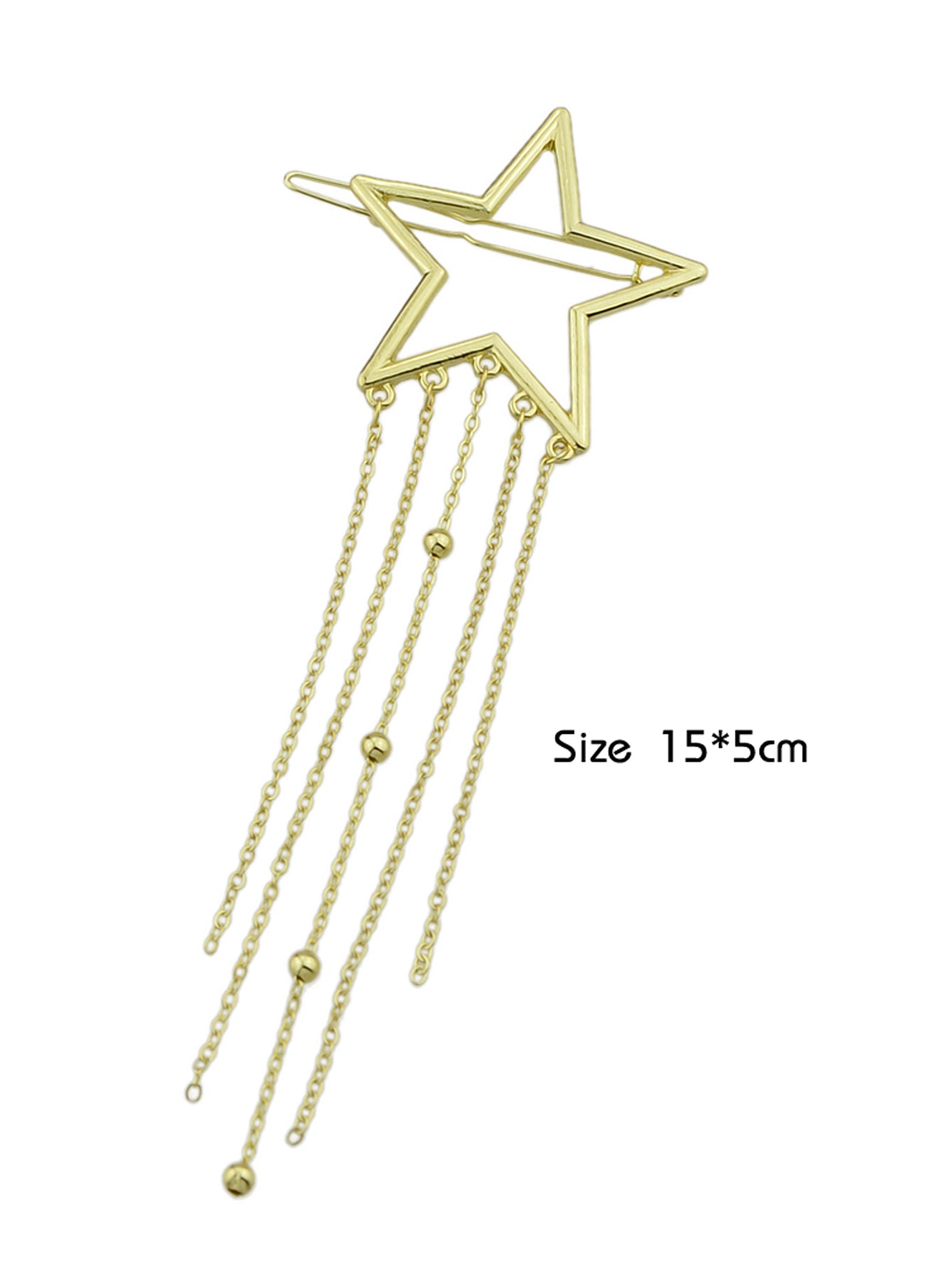 Gold Star Long Chain Tassel Hairgrips Wedding Party Hair Clips Hair Barrettes