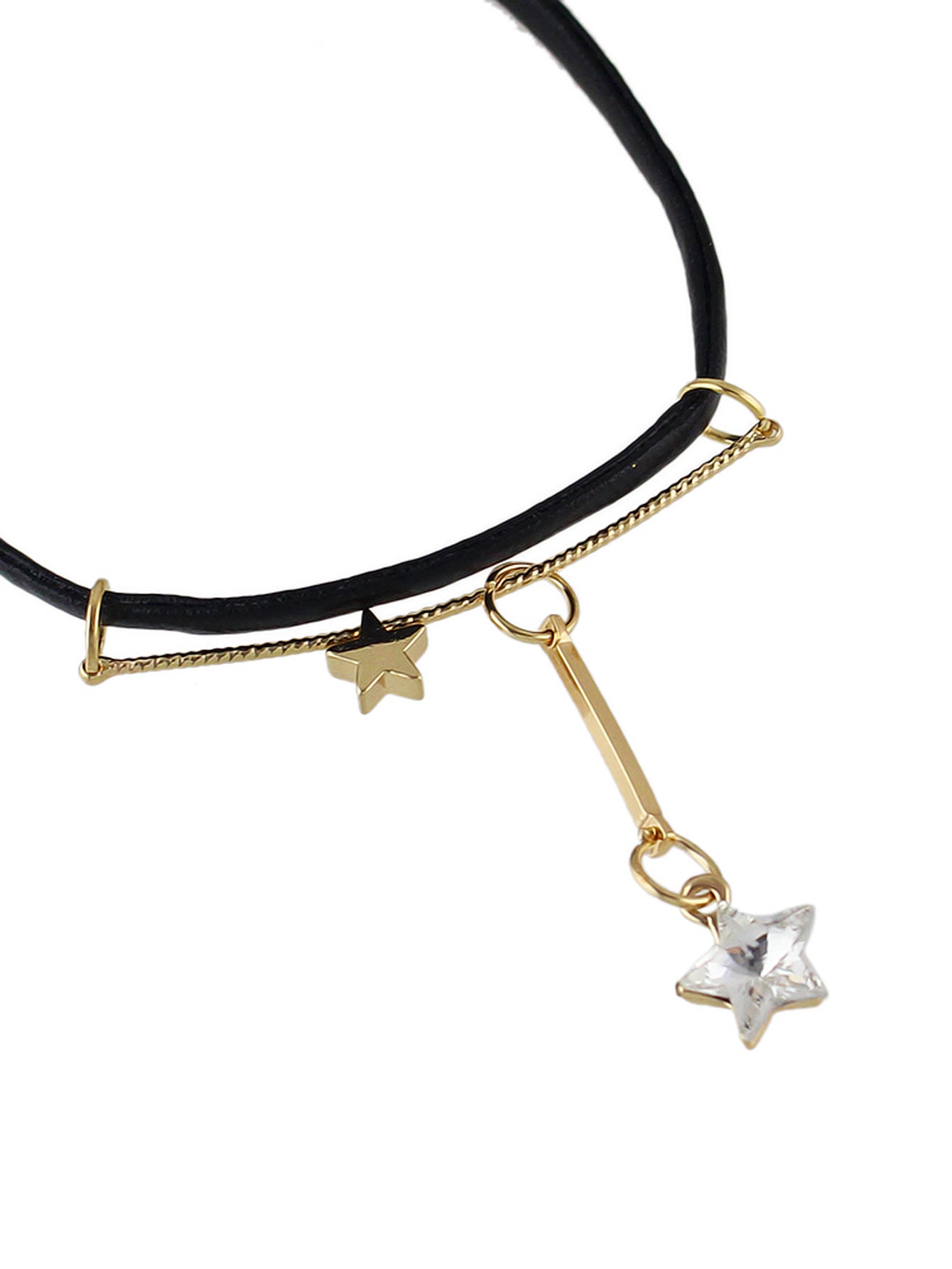 Gothic Punk 90s Black Pu Leather Star Charm Tattoo Choker Necklace Grunge Collar