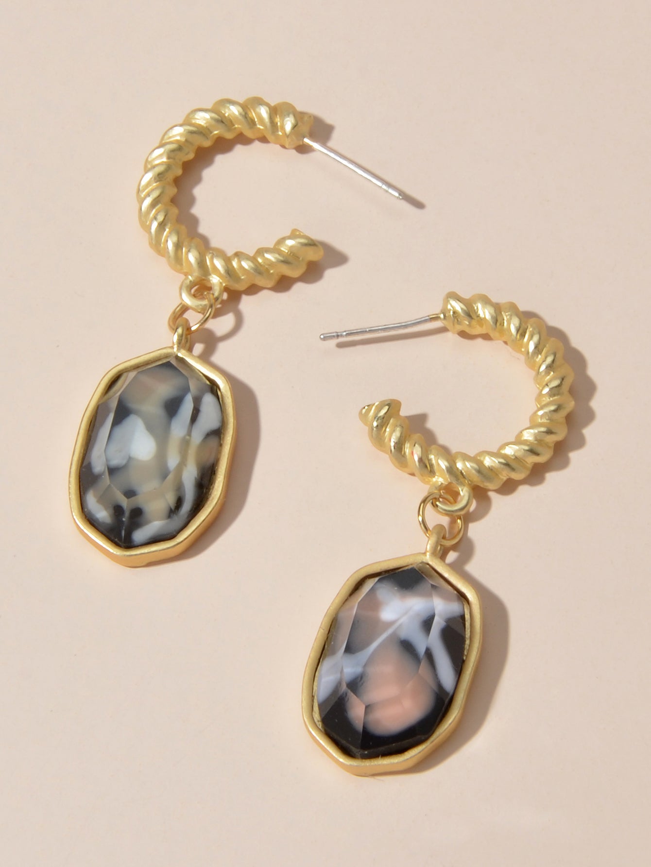 Retro Jewelry Multi-colored Simulated Stone Geometric Dangle Earrings for Women