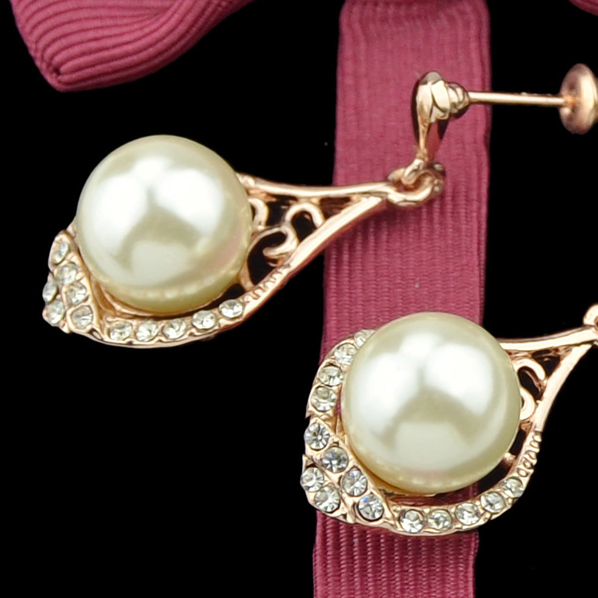 Perfect Wedding and Engagement Jewellery Pearl Rhinestone Water Drop Earrings