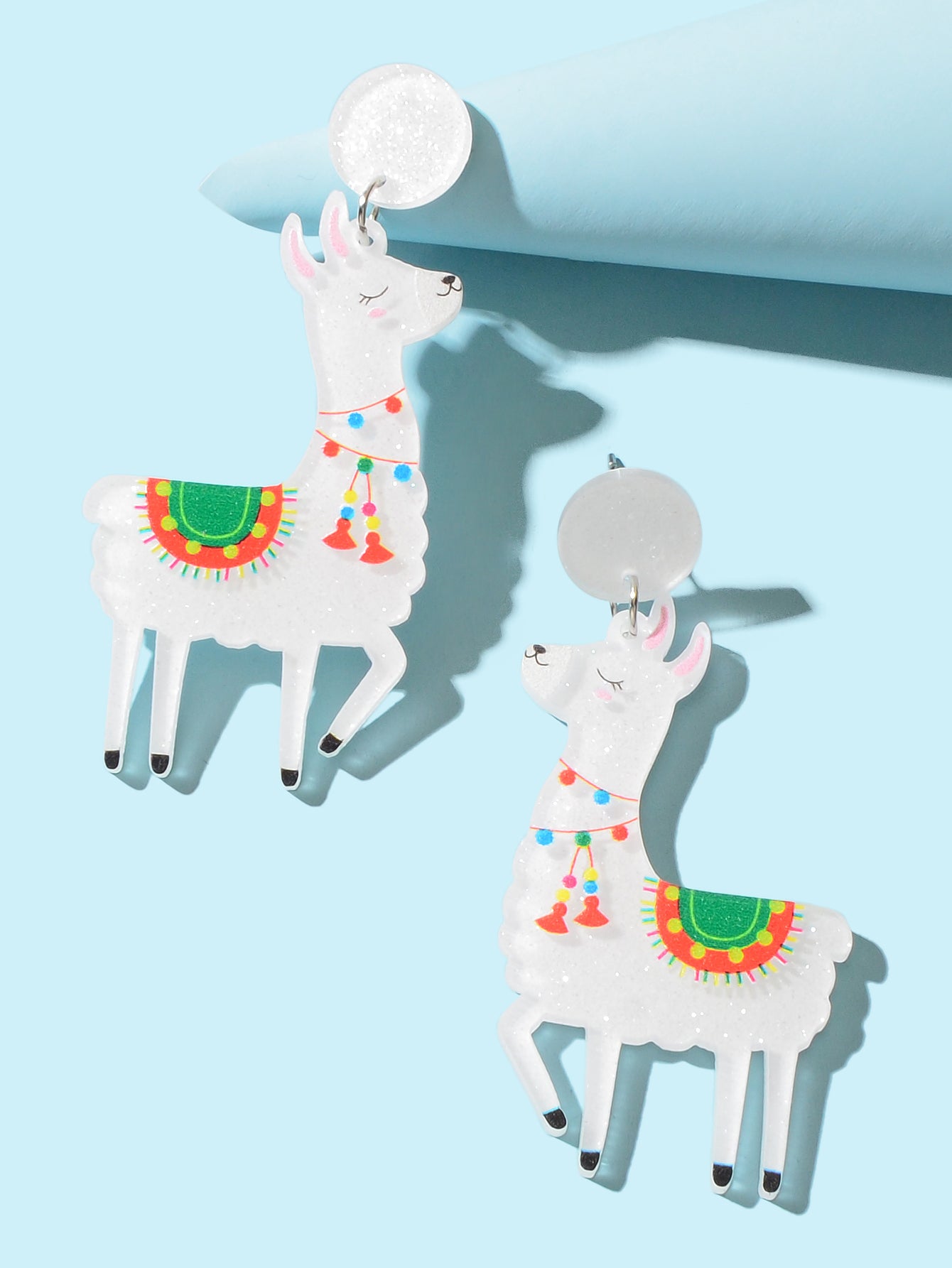 White Acrylic Lovely Sheep Dangle Lamb Earrings Cartoon Design Geometric Jewelry