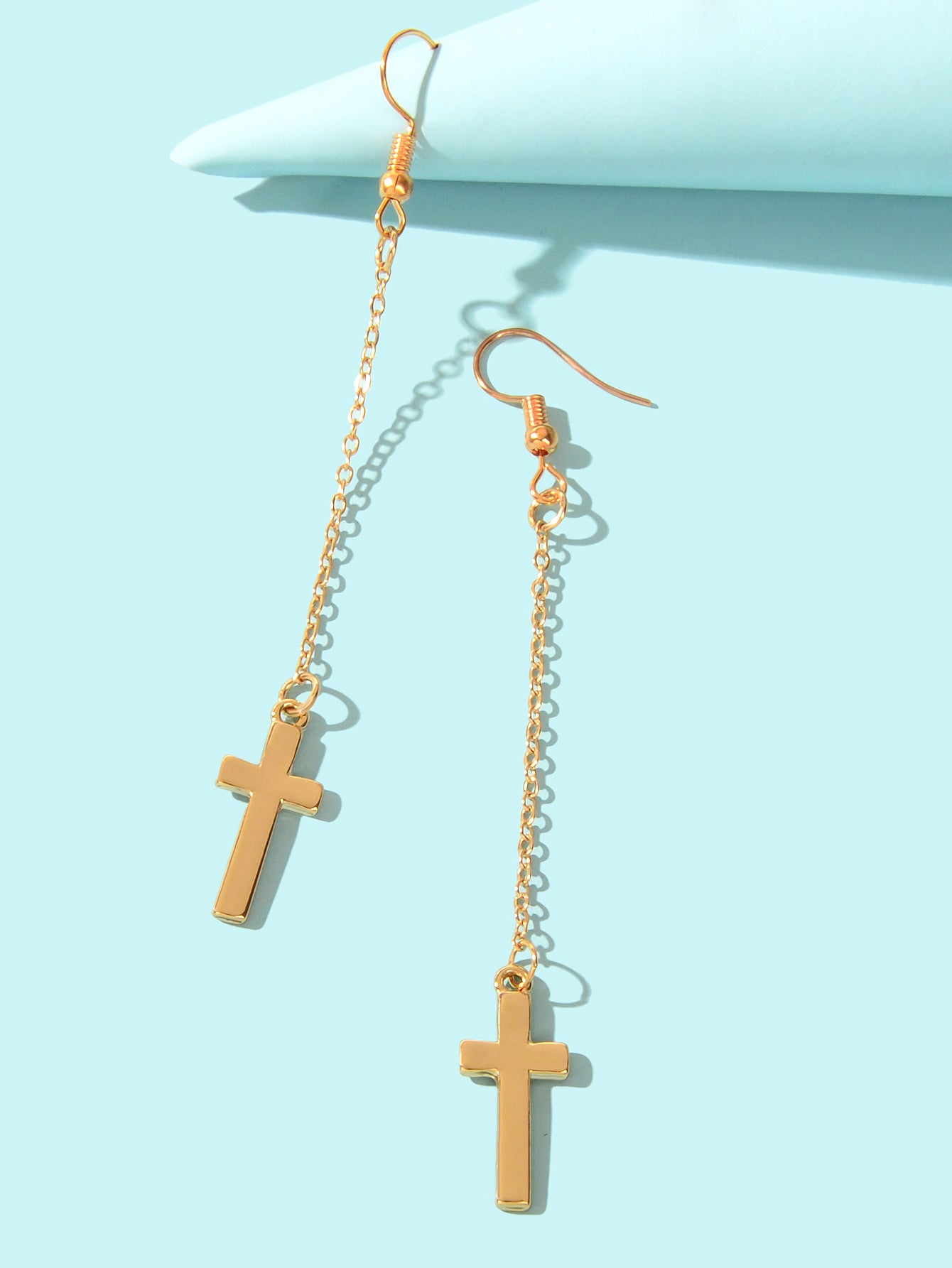 1 Pair Exquisite Long Tassel Cross Charm Earrings Fringe Chain Xmas Ear Jewelry