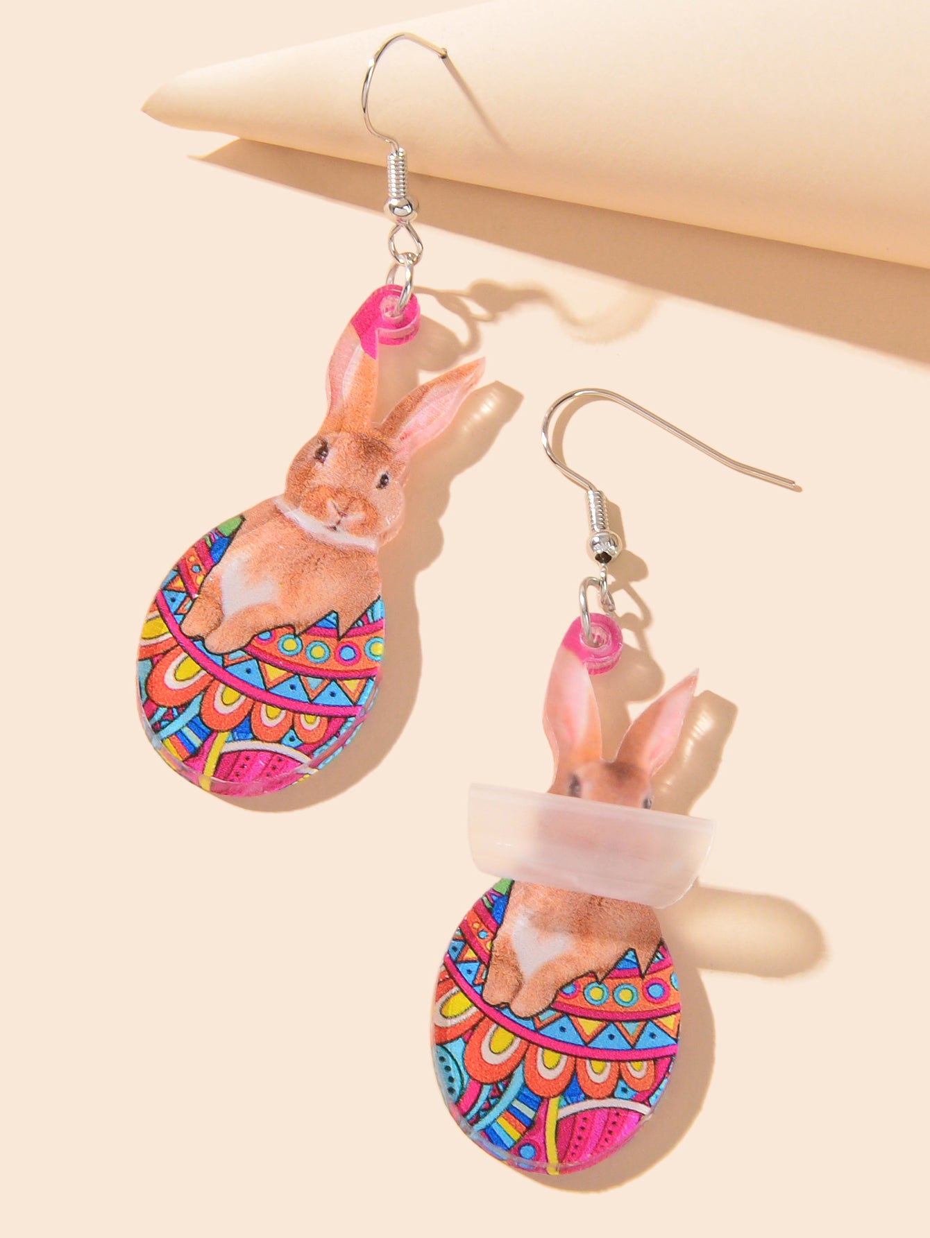 Cute Cartoon Easter Bunny Rabbit Charm Dangling Earrings Funny Eggs Jewellery