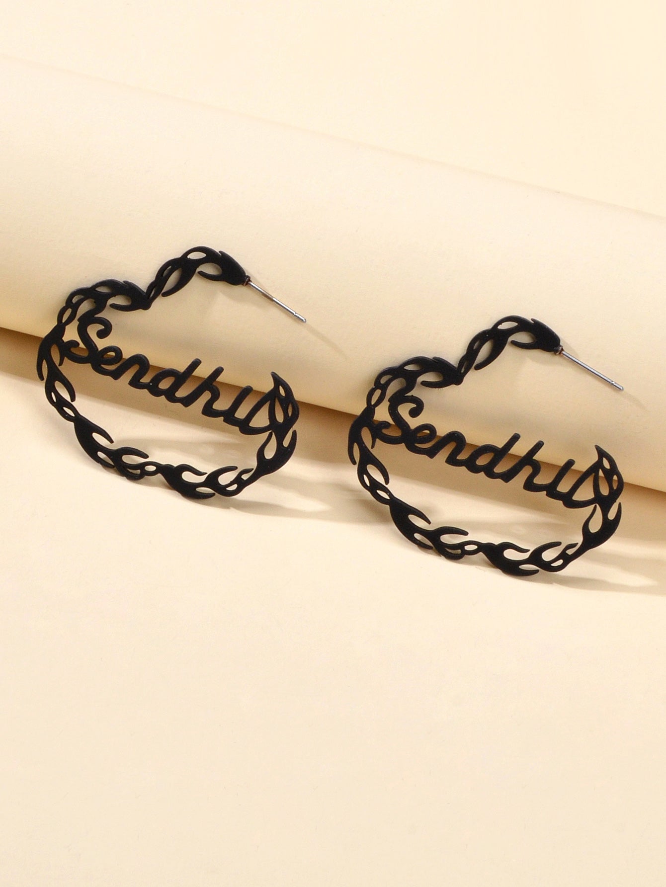 Goth Hip Hop Punk Style Black Hollow Heart Chunky Statement Stud Women Earrings