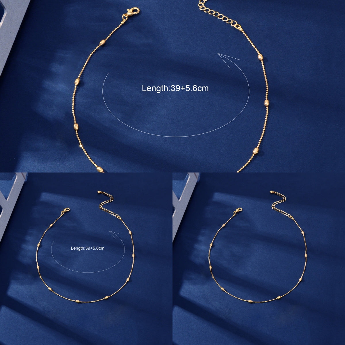 3 pcs Minimalist Jewelry Golden Beads Chain Collar Necklaces set Trendy Accessories