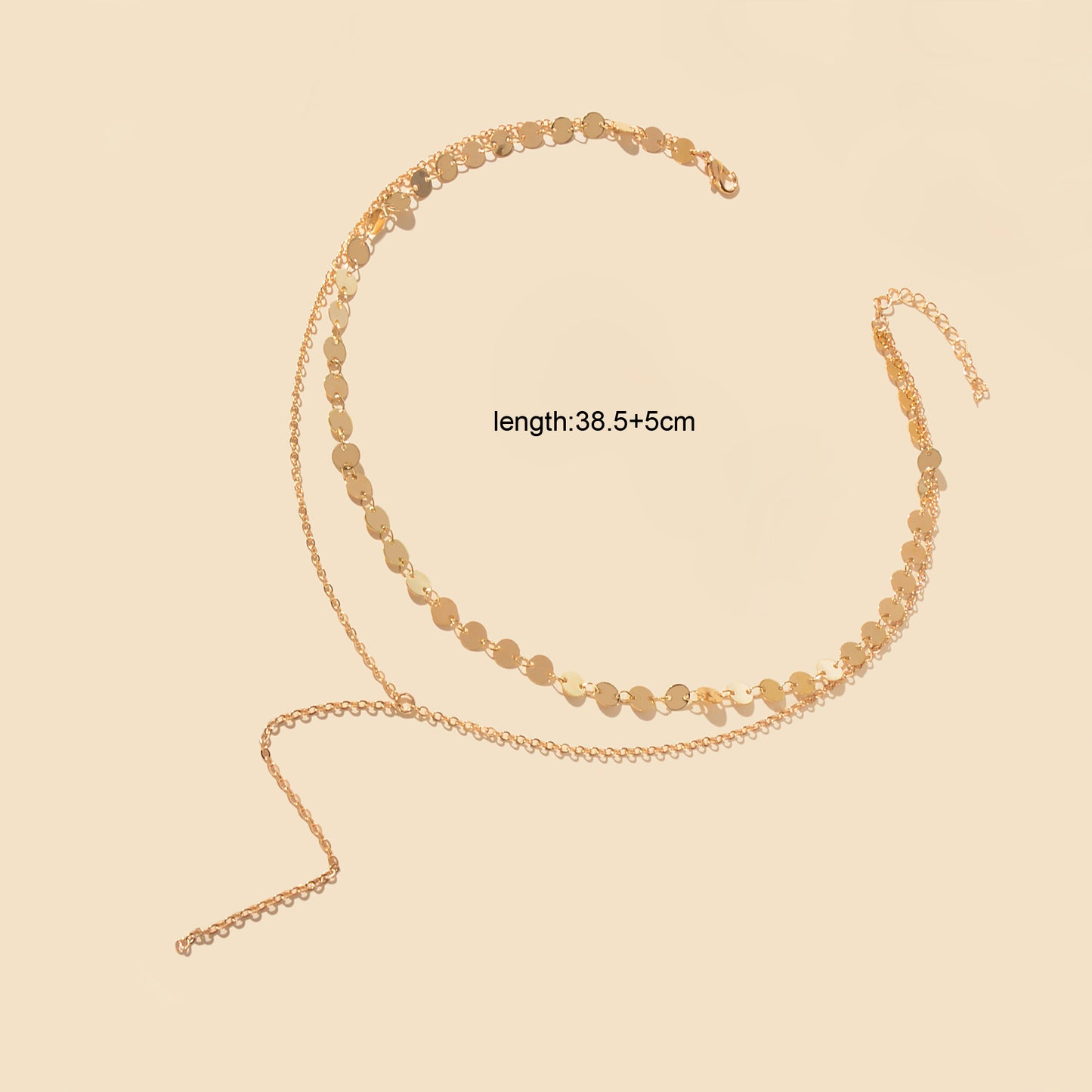 Gold Silver Double layer Round Disc Fringe Chain Necklace Tassel Collar Gift