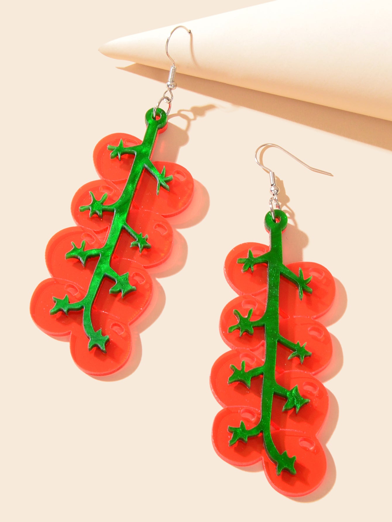 Red Acrylic Tomato Large Dangle Earrings Girl's Personality Creative Accessories