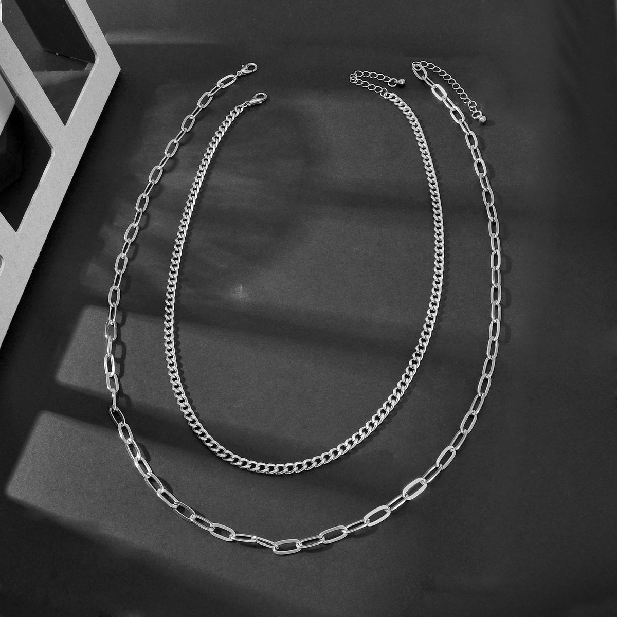 AU Stock 2pcs Chunky Link Chain Statement Layered Necklace Punk Rock Accessories