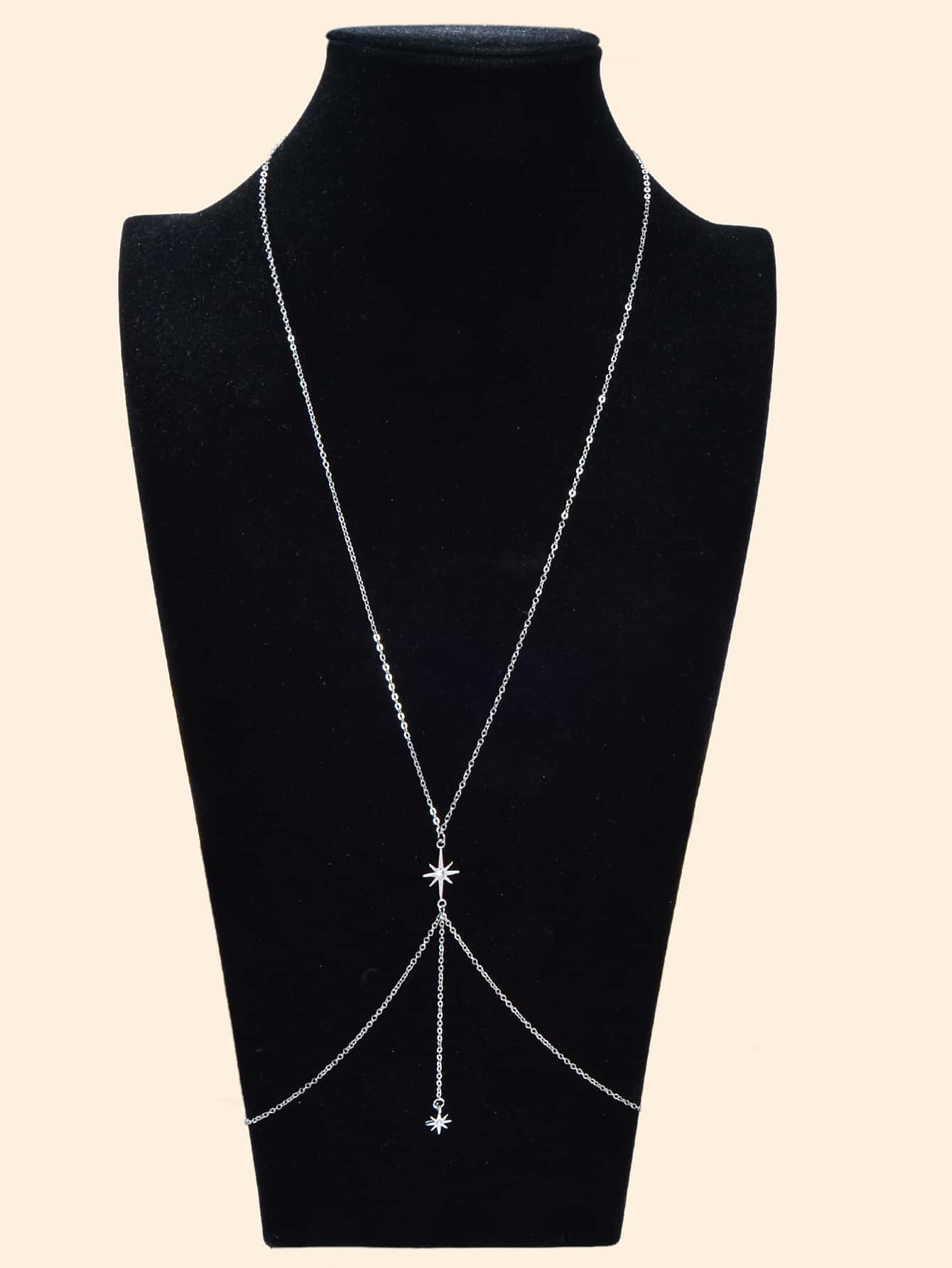 Star Pendant Body Chain - Sparkling Celestial Waist Jewelry