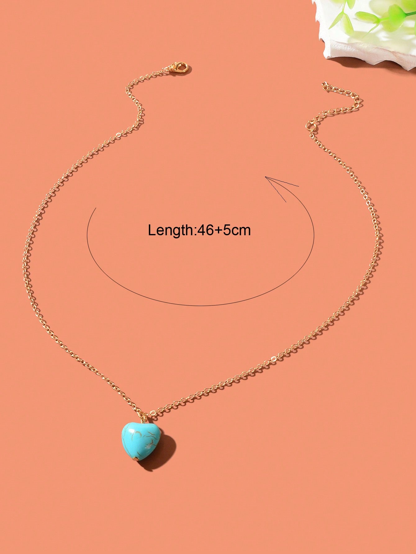 Fashion Gold Chain Turquoise Love Heart Pendant Necklace Boho Ethnic Accessories