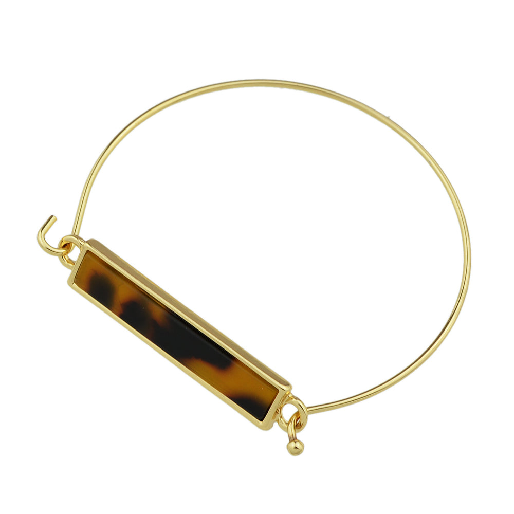 Multi-colored Rectangle  Acrylic Gold Bangle Boho Chic Bracelet Ethnic Jewellery